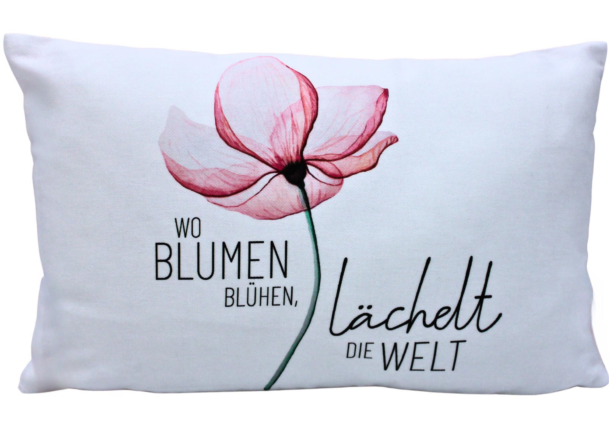 Dekohelden24 Dekokissen Zierkissen - Kuschel Kissen mit Blüte/Dekokissen, Baumwolle.