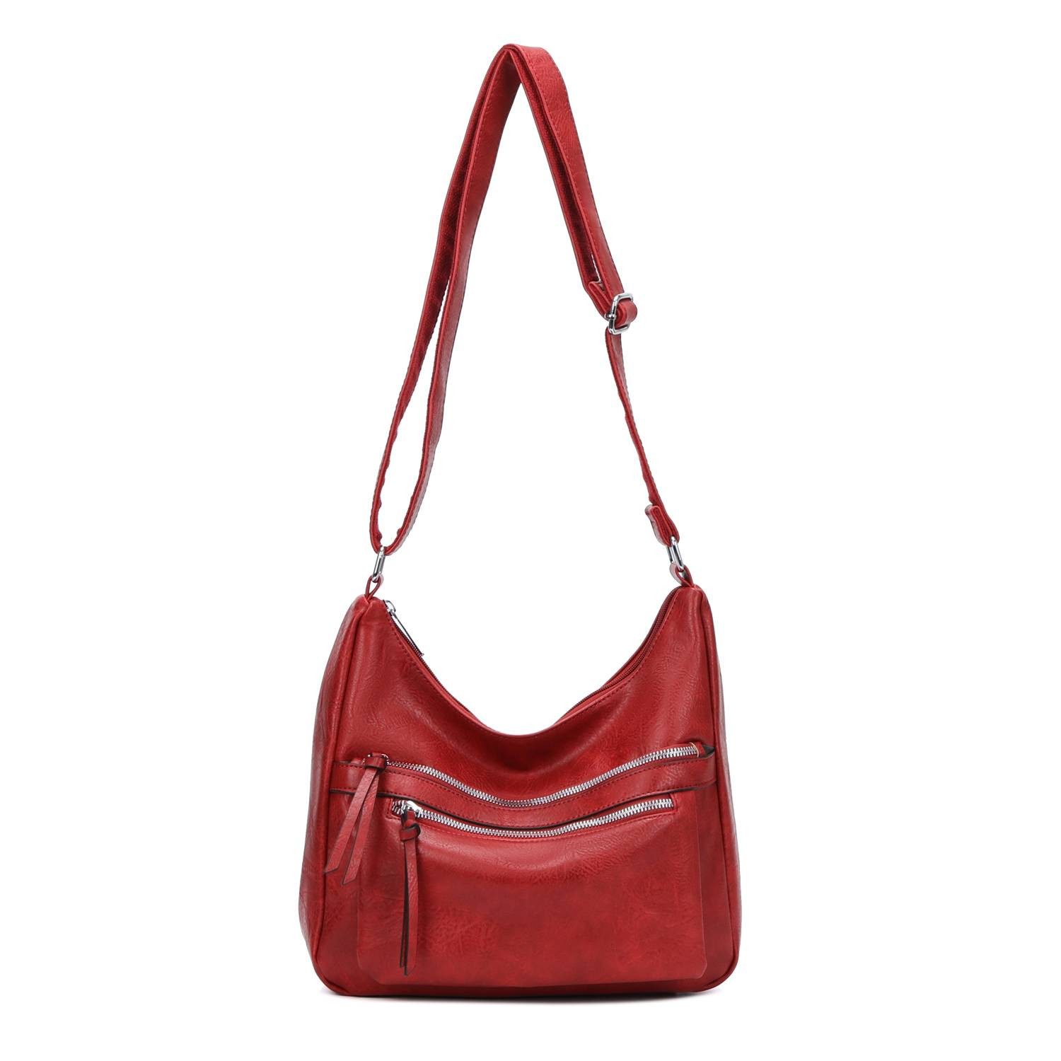 ITALYSHOP24 Schultertasche Damen Tasche Shopper Umhängetasche Crossbody Handtasche City Bag Reise, Hobo Bag CrossOver Henkeltasche Freizeit Damentasche Leder Optik