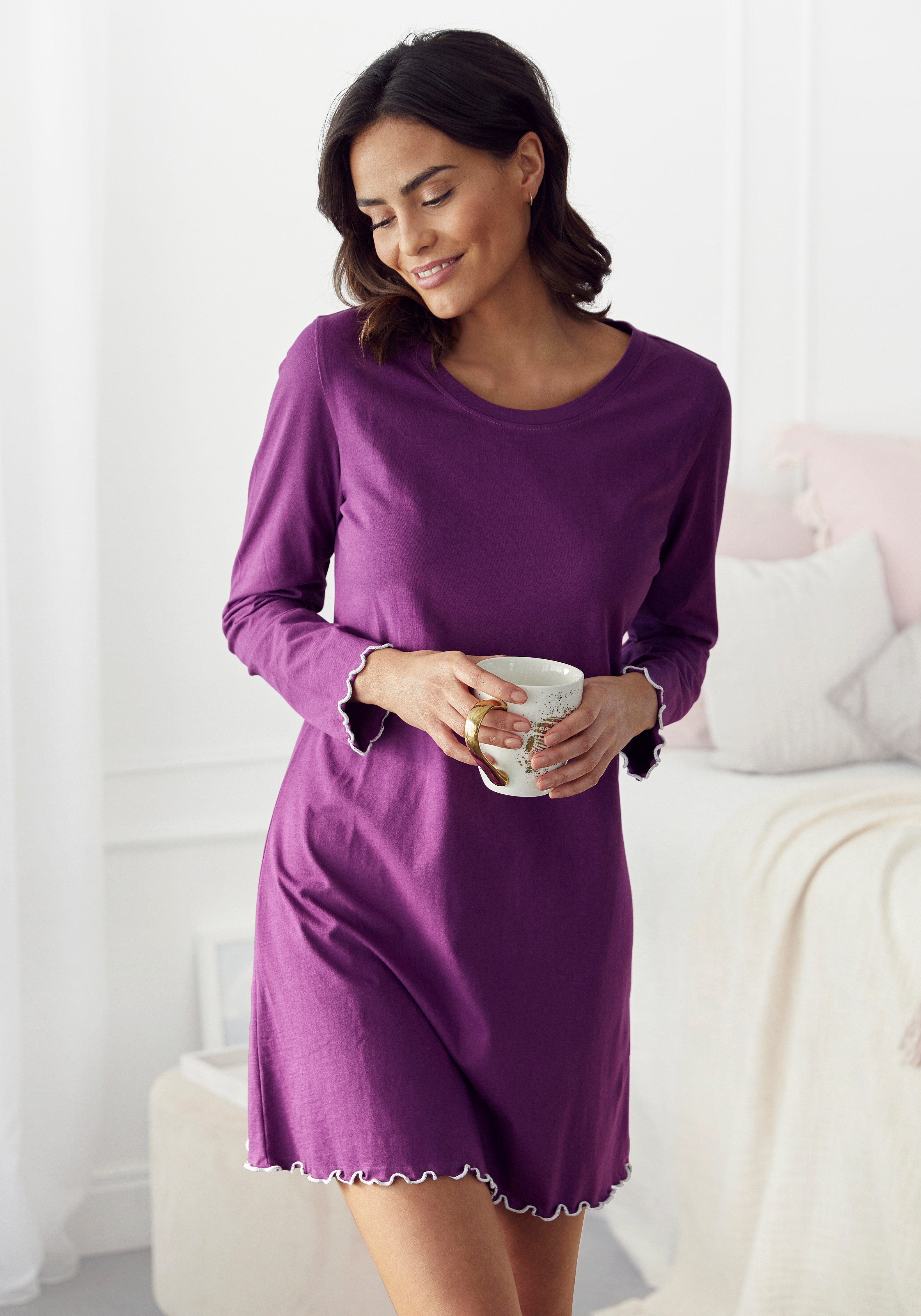 LASCANA Sleepshirt (1-teilig) mit Wellensaum günstig online kaufen