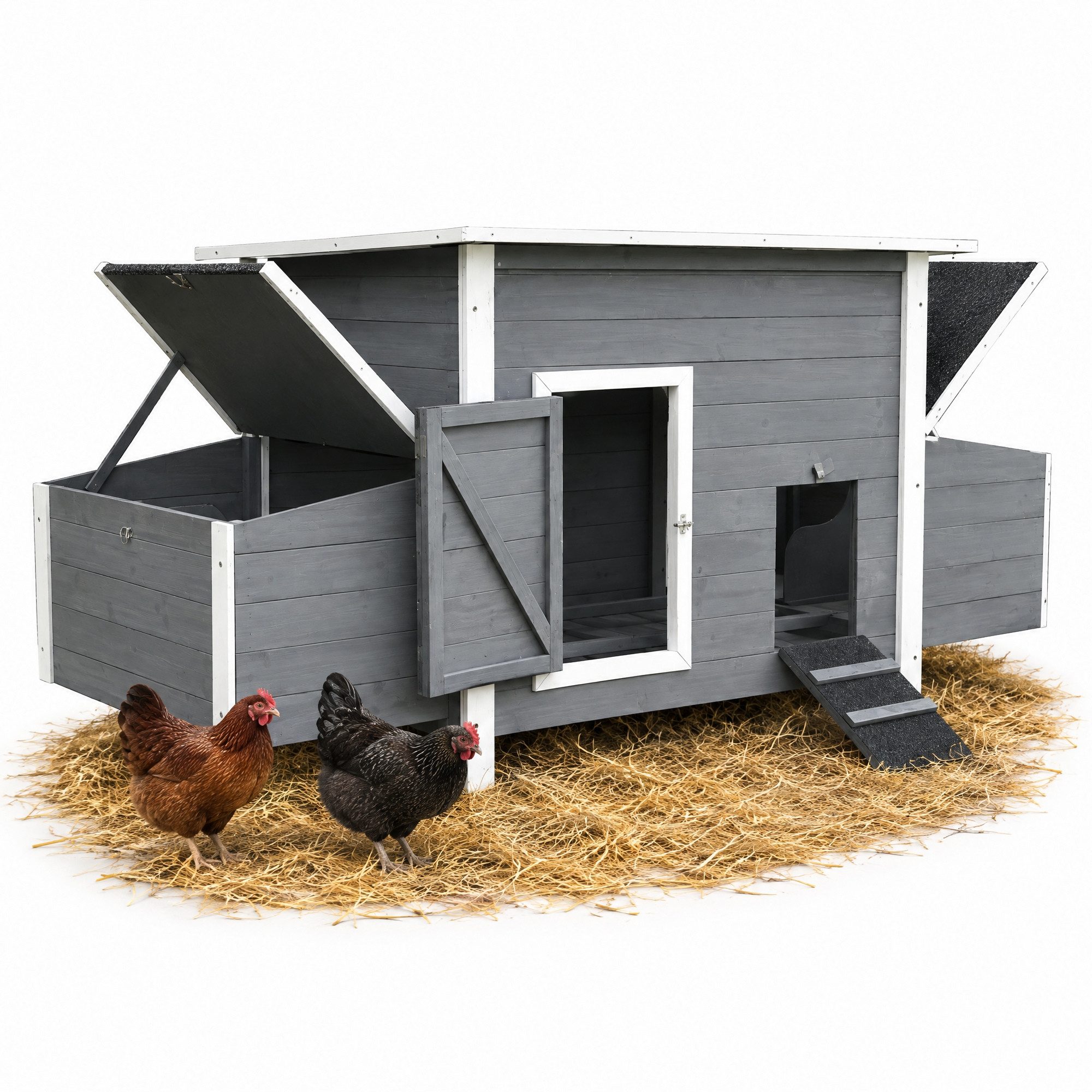 Melko Hühnerstall Hühnerhaus Geflügelstall Hühnervoliere 2 Eiablagen Kleintierstall, 2 Nestboxen (von außen zugänglich), 4 Nistplätze, 2 Sitzstangen