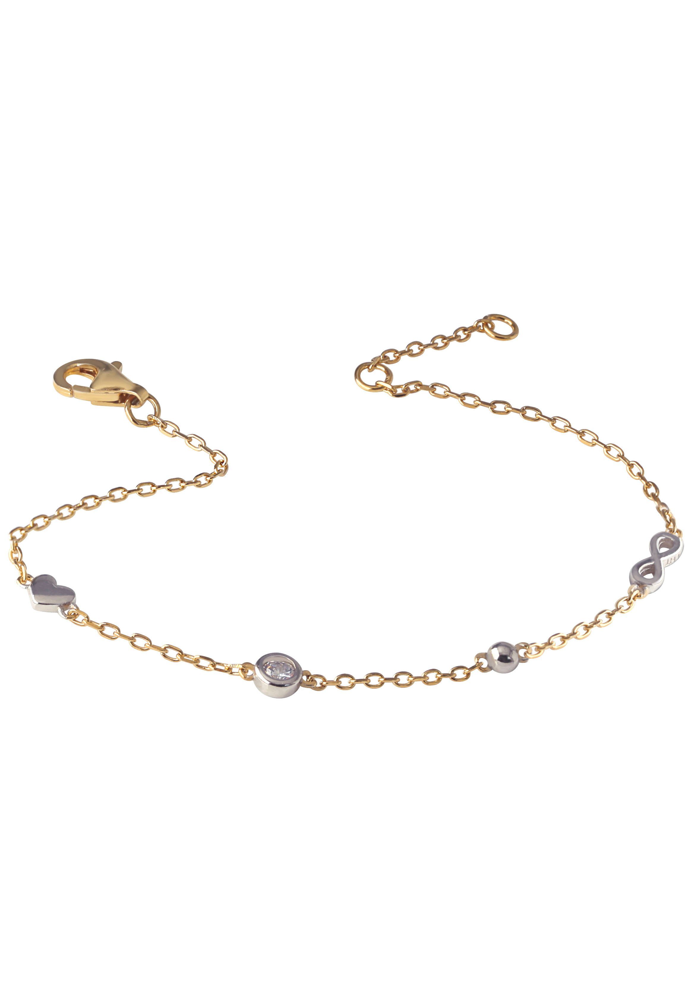 Firetti Fußkette Schmuck Geschenk Silber 925 Körperschmuck Herz/Infinity Ankerkette, mit Zirkonia (synth)