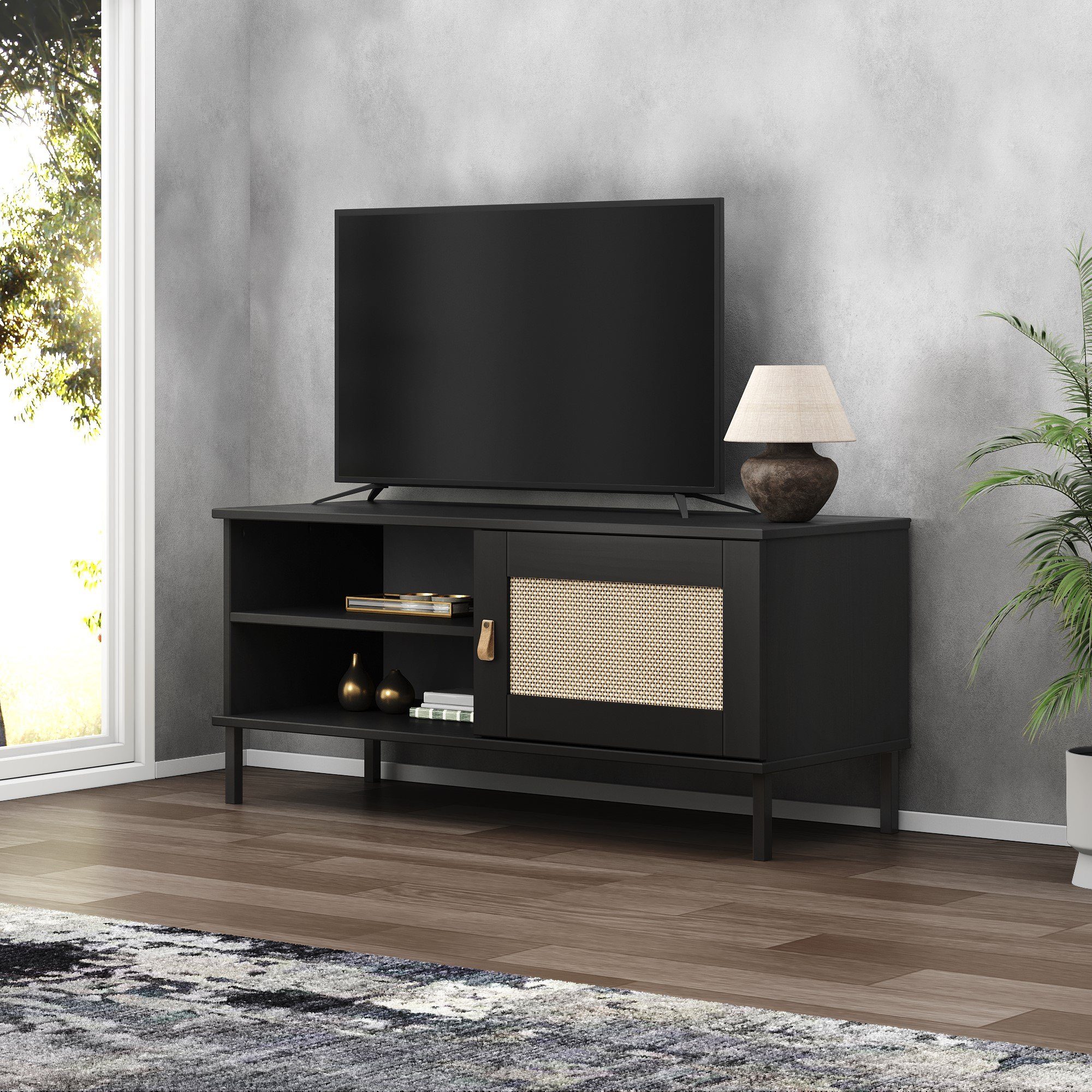 TV-Board schwarz Kiefer Woodroom 105x47x40 BxHxT Valencia, lackiert, cm massiv