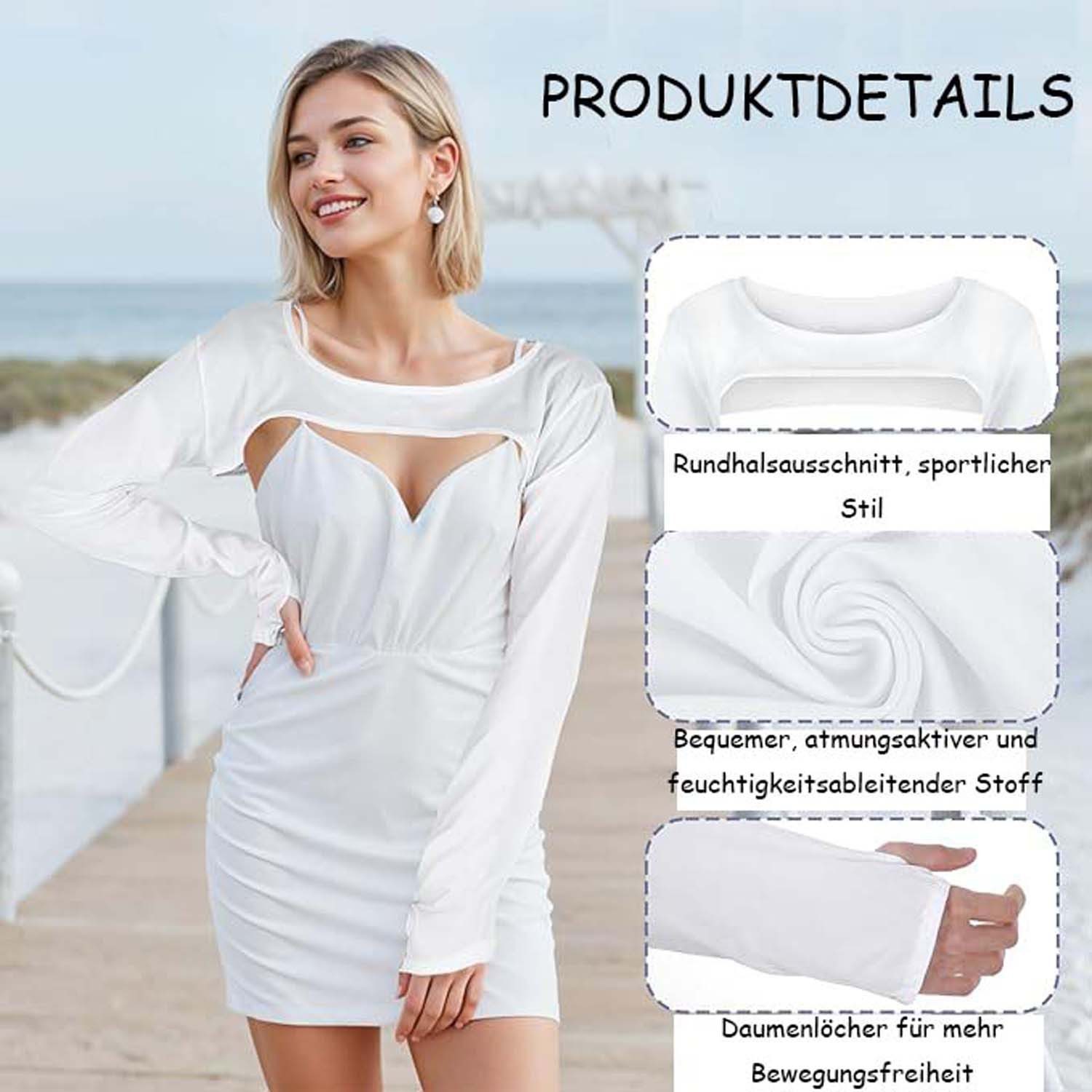 Zaewry Armstulpen Sommer Armlinge Herren Damen UV-Schutz mit Fingerlöchern für Radsport – Bild 3 von 5