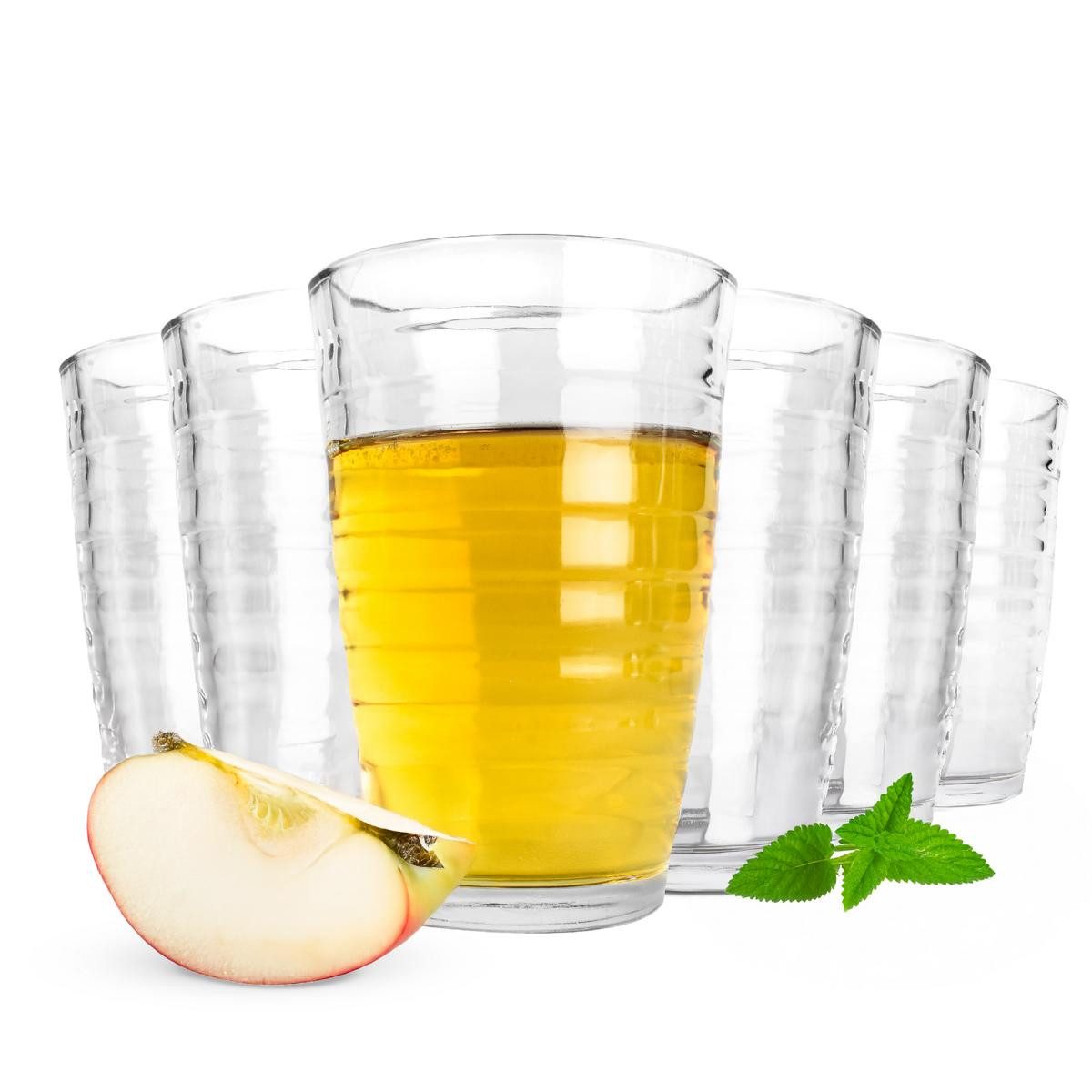 Sendez Gläser-Set 6 Trinkgläser 320 ml mit Struktur Cocktailgläser Longdrinkgläser Glas, 6-tlg., Glas