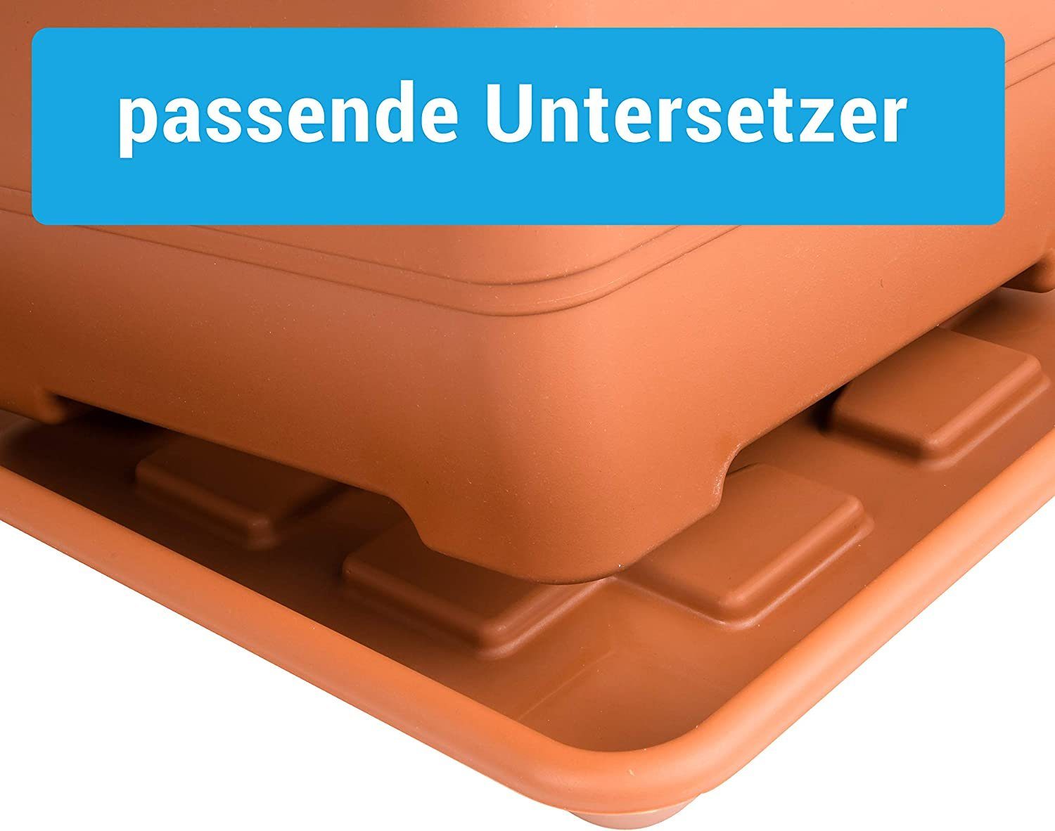 Centi Pflanzkübel Blumentopf Gross Außen Terracotta), cm, Pflanzkübel Untersetzer, mit 28x28 St., eckig (Set, Pflanztöpfe Groß 4 Blumentöpfe Blumenkübel Kunststoff, Pflanzkübel