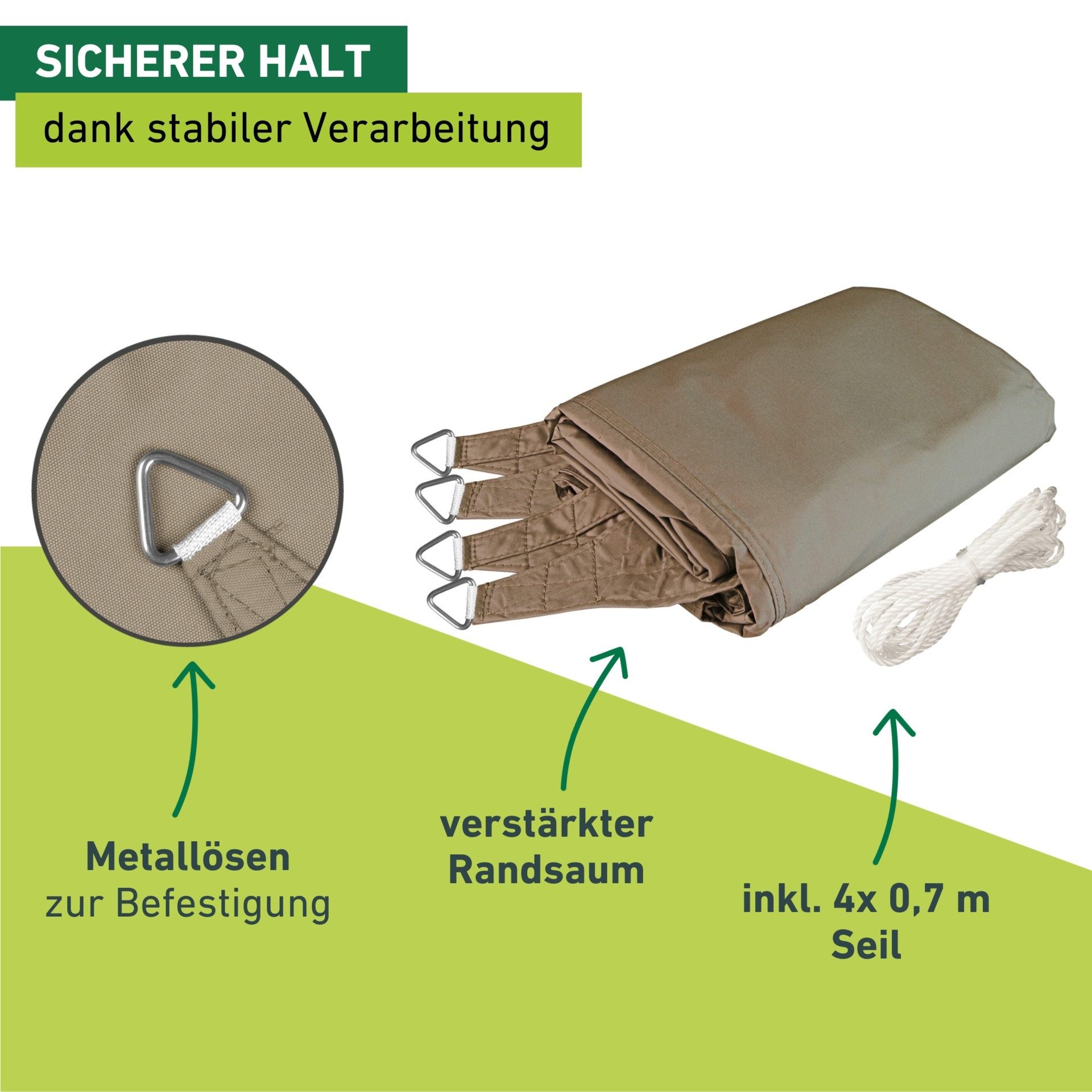 Windhager Sonnensegel Cannes Quadrat, 4x4m, taupe