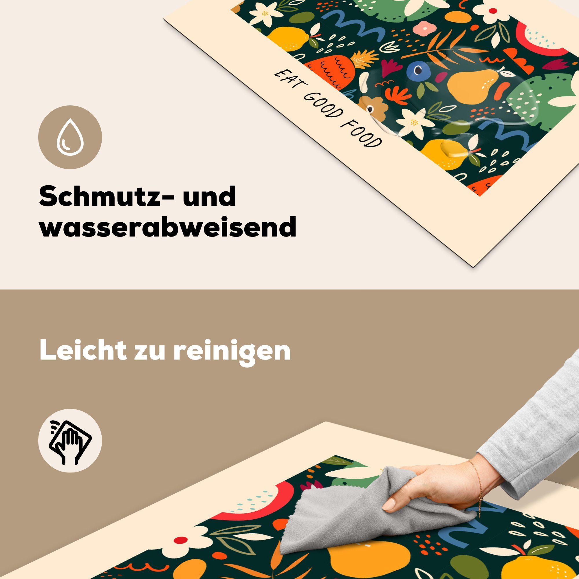 Zitate MuchoWow Vinyl, Induktionskochfeld 81x52 Essen für - Essen, Ceranfeldabdeckung Sie die küche, Herdblende-/Abdeckplatte cm, tlg), Schutz Sprichwörter - gut - (1