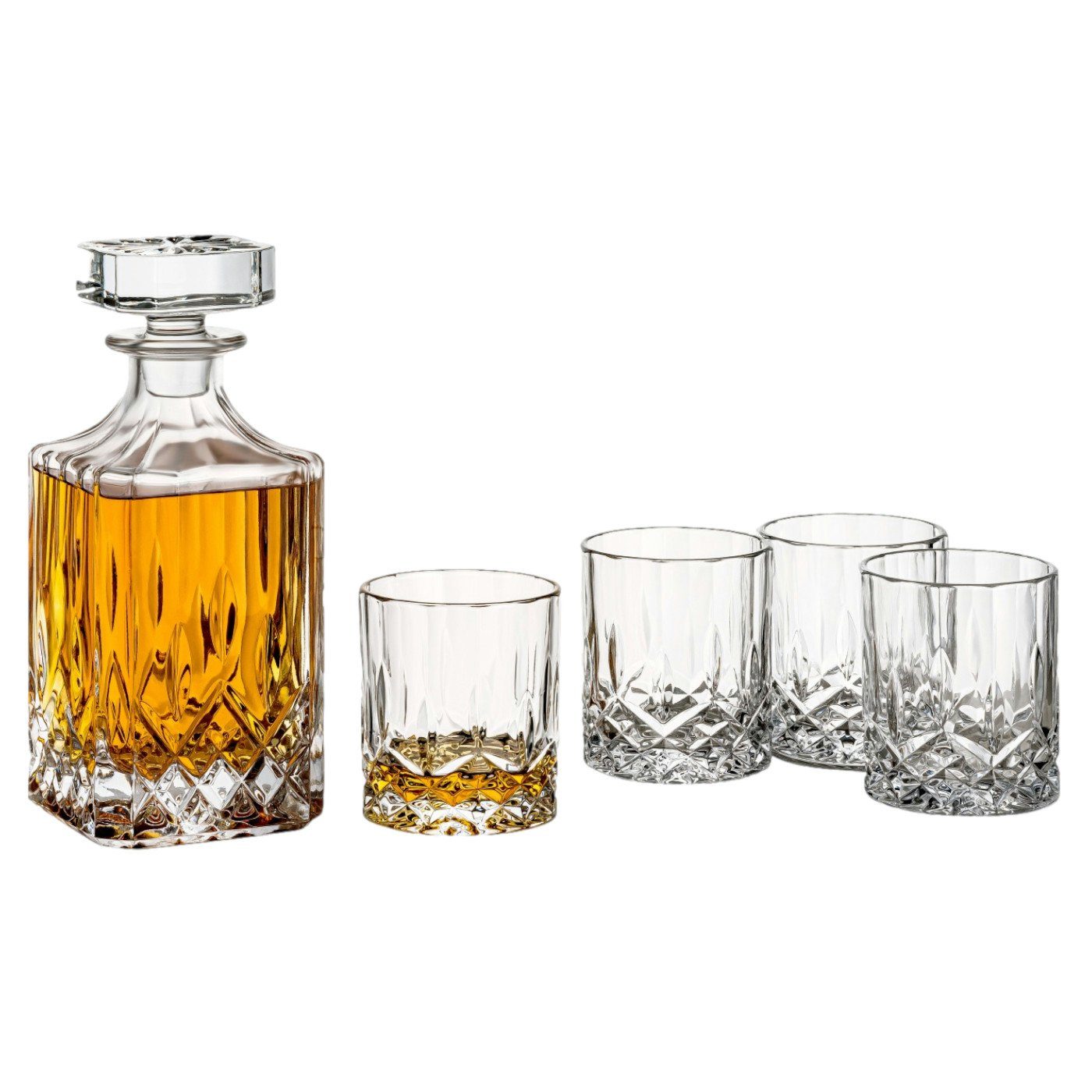 Karaffe Whiskykaraffe mit 4 Gläser - Whisky-Set aus hochwertigem Glas