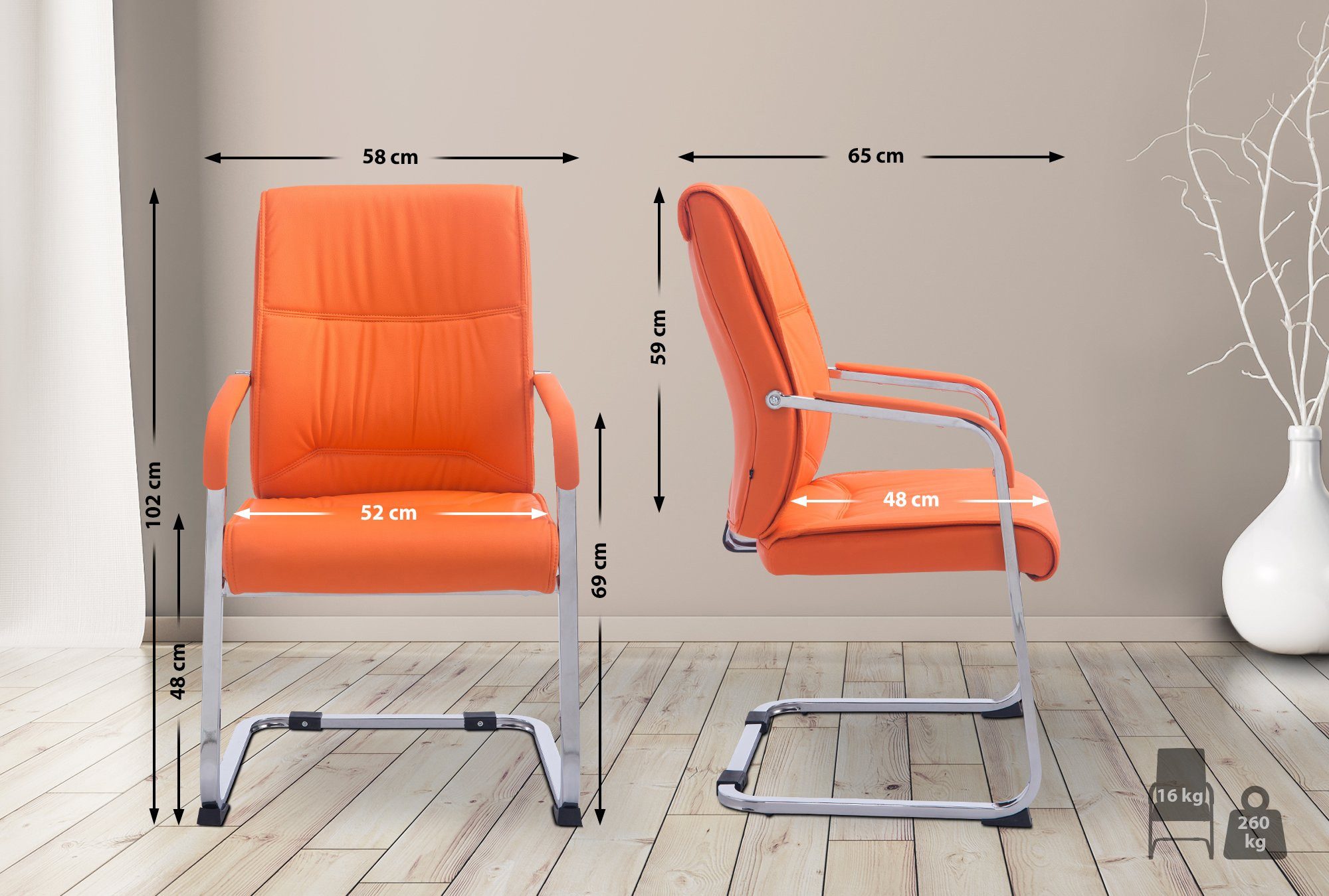 CLP Besucherstuhl Anubis Kunstleder, mit Armlehne günstig online kaufen