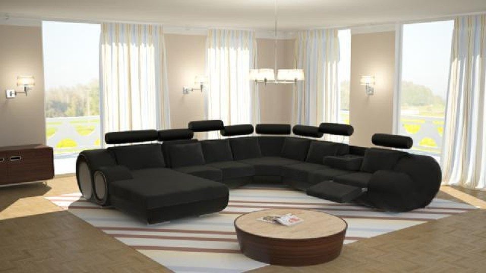 Xlmoebel Wohnlandschaft XLMOEBEL U-Form Ecksofa in Weiß aus hochwertigem Leder, Wohnlandschaft, Made in Europa