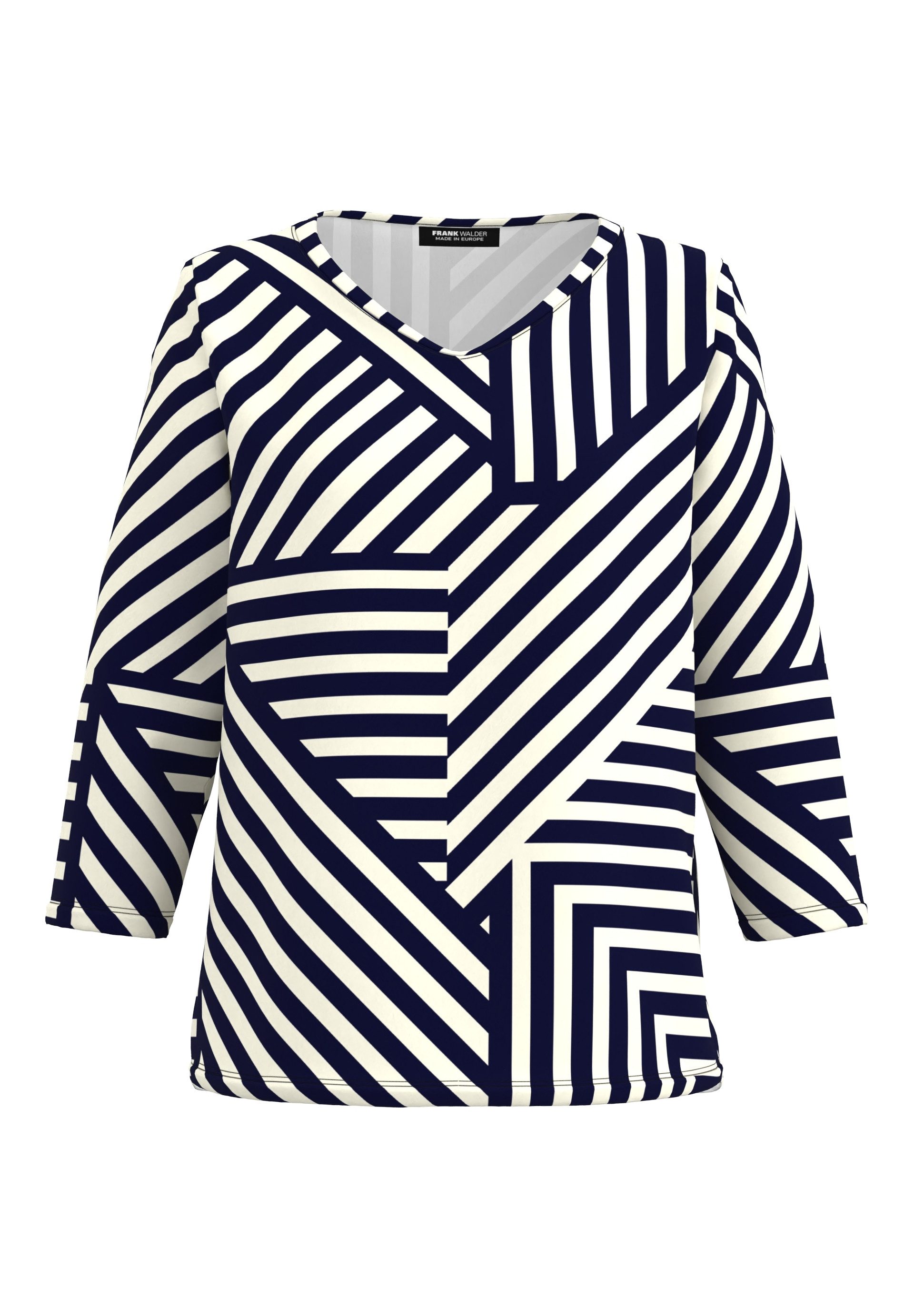 FRANK WALDER 3/4-Arm-Shirt mit gerundetem V-Ausschnitt günstig online kaufen