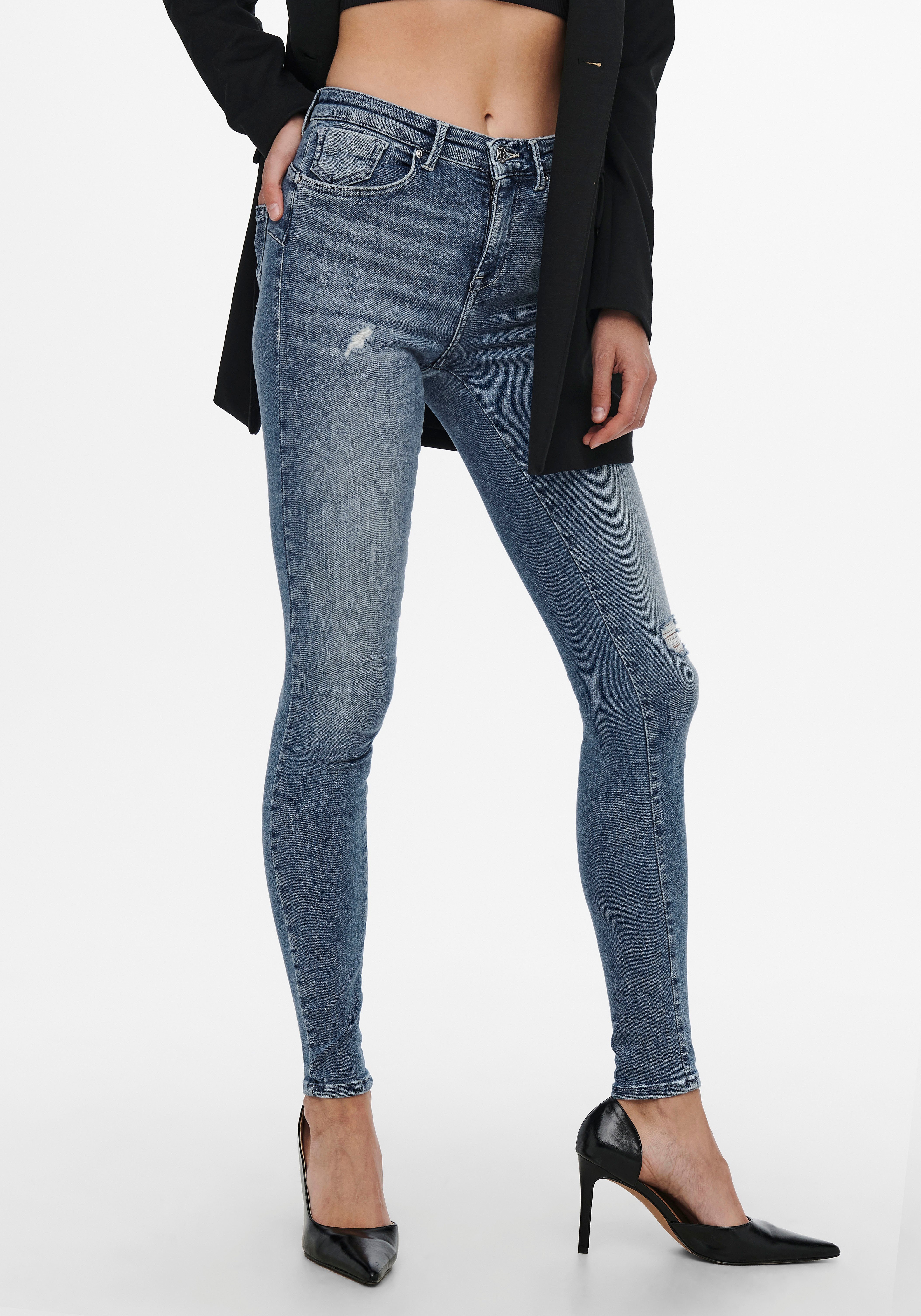 Only Damen Jeans ONLPOWER MID PUSH UP REA264 - Skinny Fit - Blau - Medium B günstig online kaufen