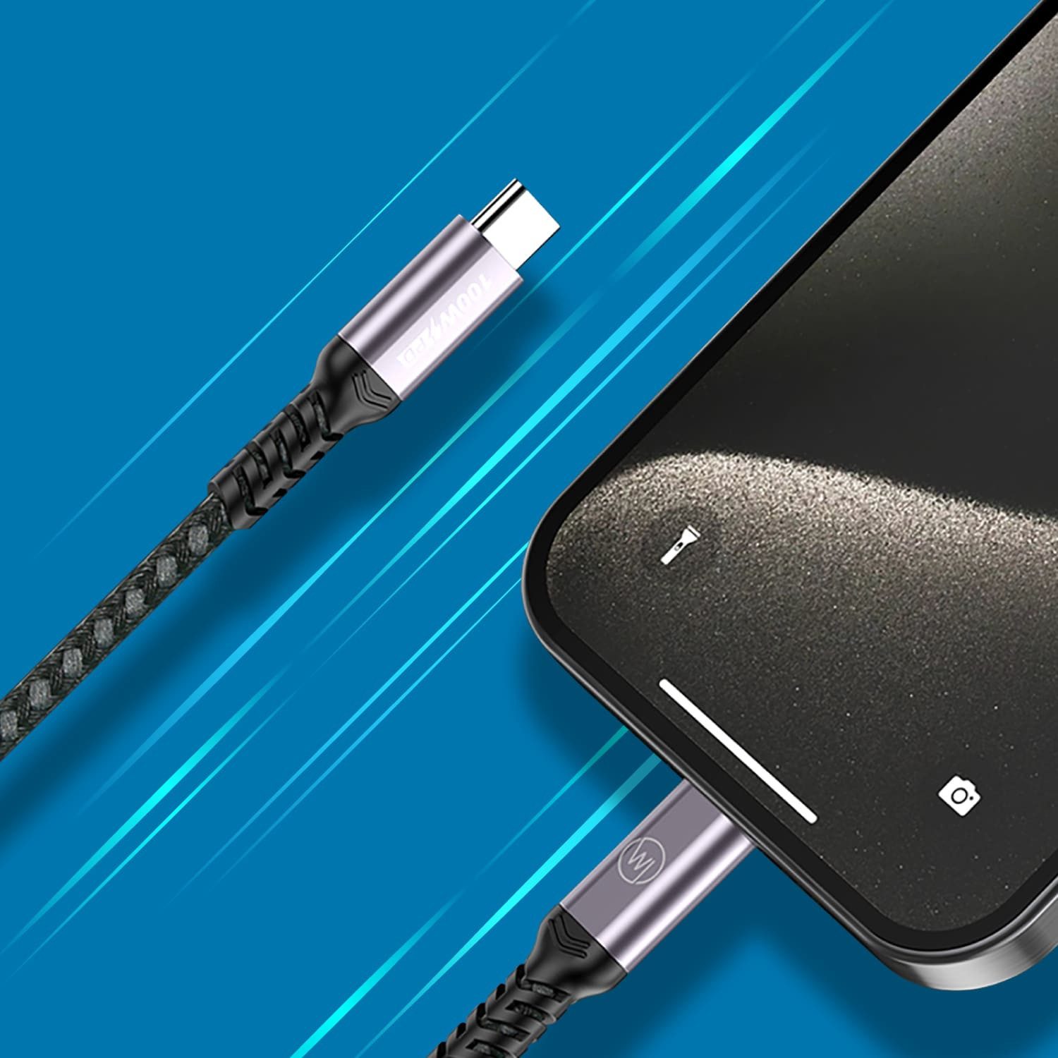 Wicked Chili 1x Dual USB-C Kabel 100W 1m, iPhone MacBook Samsung 4K@60Hz 10GBps Smartphone-Kabel, USB-C, USB-C (100 cm), USB-C 3.2 Gen2, Video 4K@60Hz, Display  – Bild 3 von 5