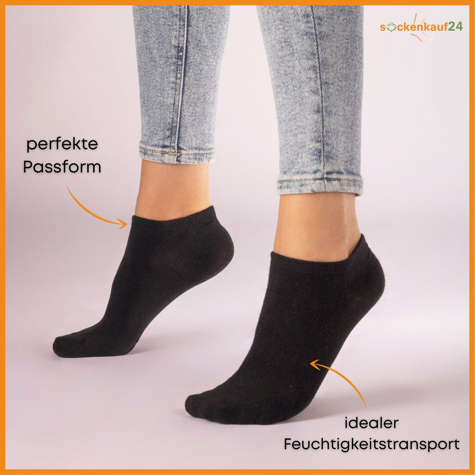 sockenkauf24 Sneakersocken 10 I 20 I 30 Paar Damen & Herren Sneaker Socken (Grau, 10-Paar, 39-42) Schwarz Weiß Grau Baumwolle - 10800 WP