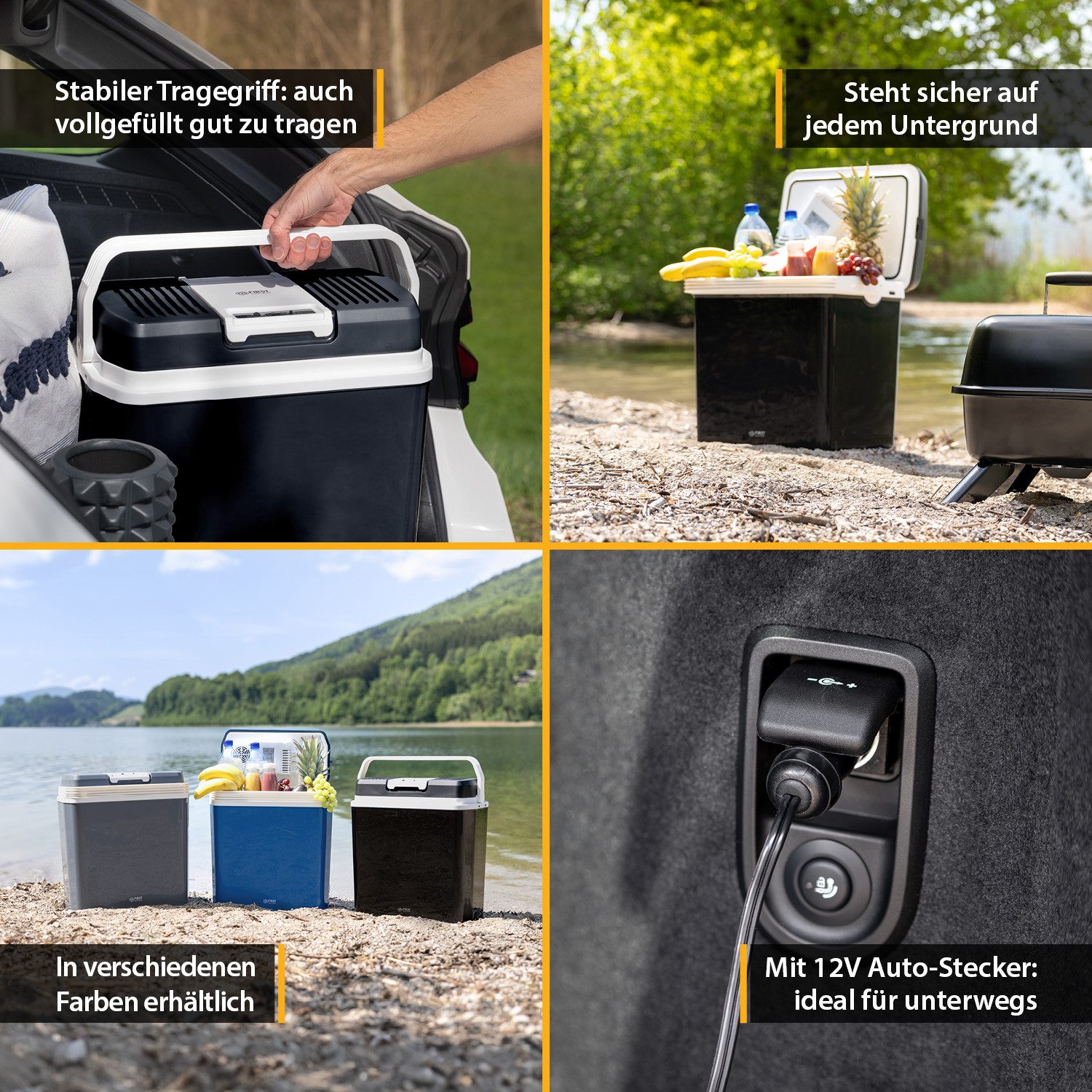 TZS FIRST AUSTRIA Elektrische Kühlbox 24L, Kühlbox, 12V /230V Anschluss, 12-V-Stecker fürs Auto, für Camping, Festivals, Reisen, mit Kühl- und Warmhaltefunktion – Bild 5 von 5