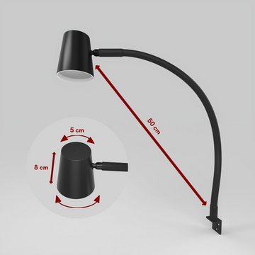 kalb Bettleuchte LED Leseleuchte schwarz, flexibler Leuchten-Hals, 1er SET, warmweiß