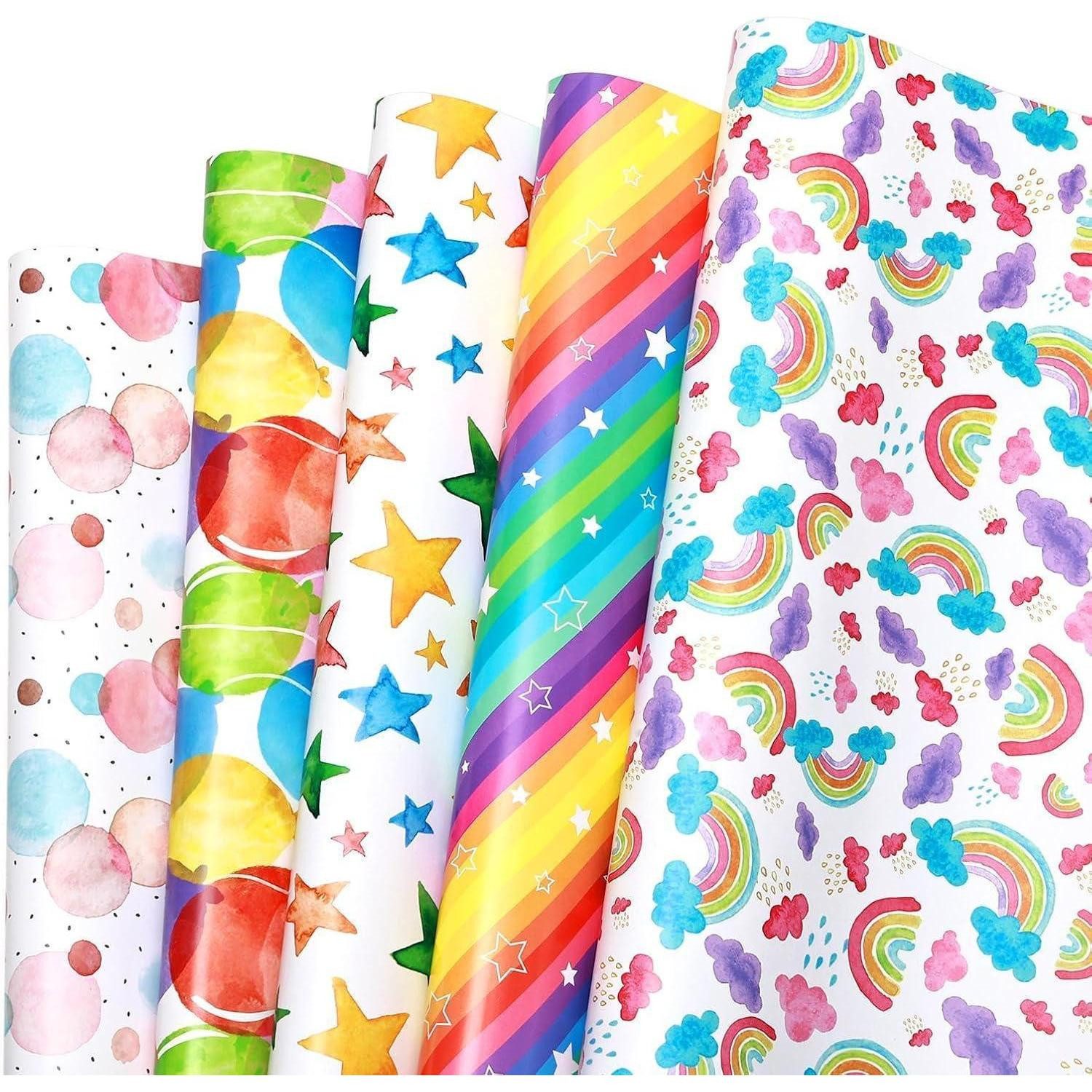 LuxusKollektion Geschenkpapier Geschenkpapier Kinder Tiere 70x50 cm 5 Blätter Geburtstag Ballon
