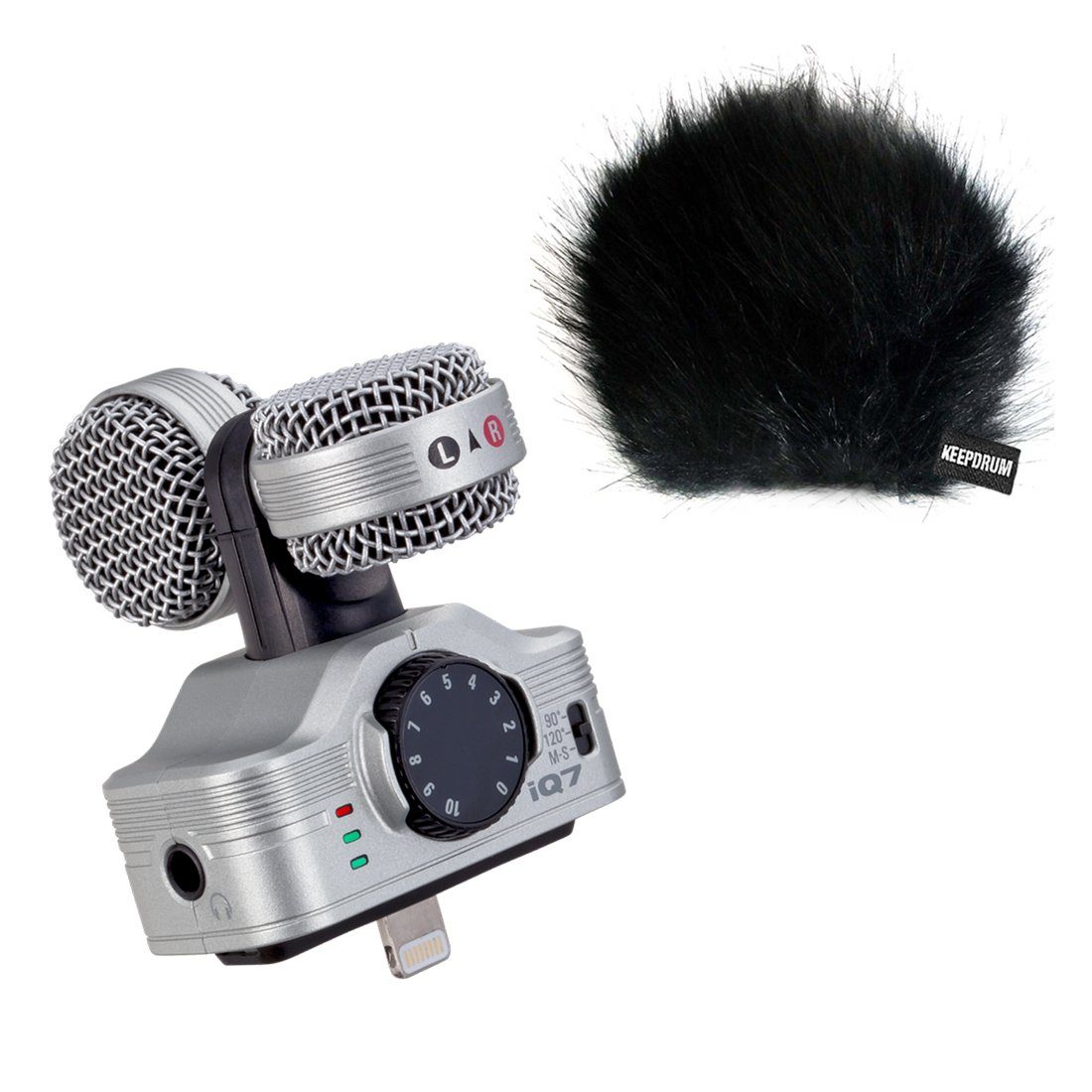 Zoom iQ7 Mikrofon für iOS-Geräte mit Windschutz Digitales Aufnahmegerät