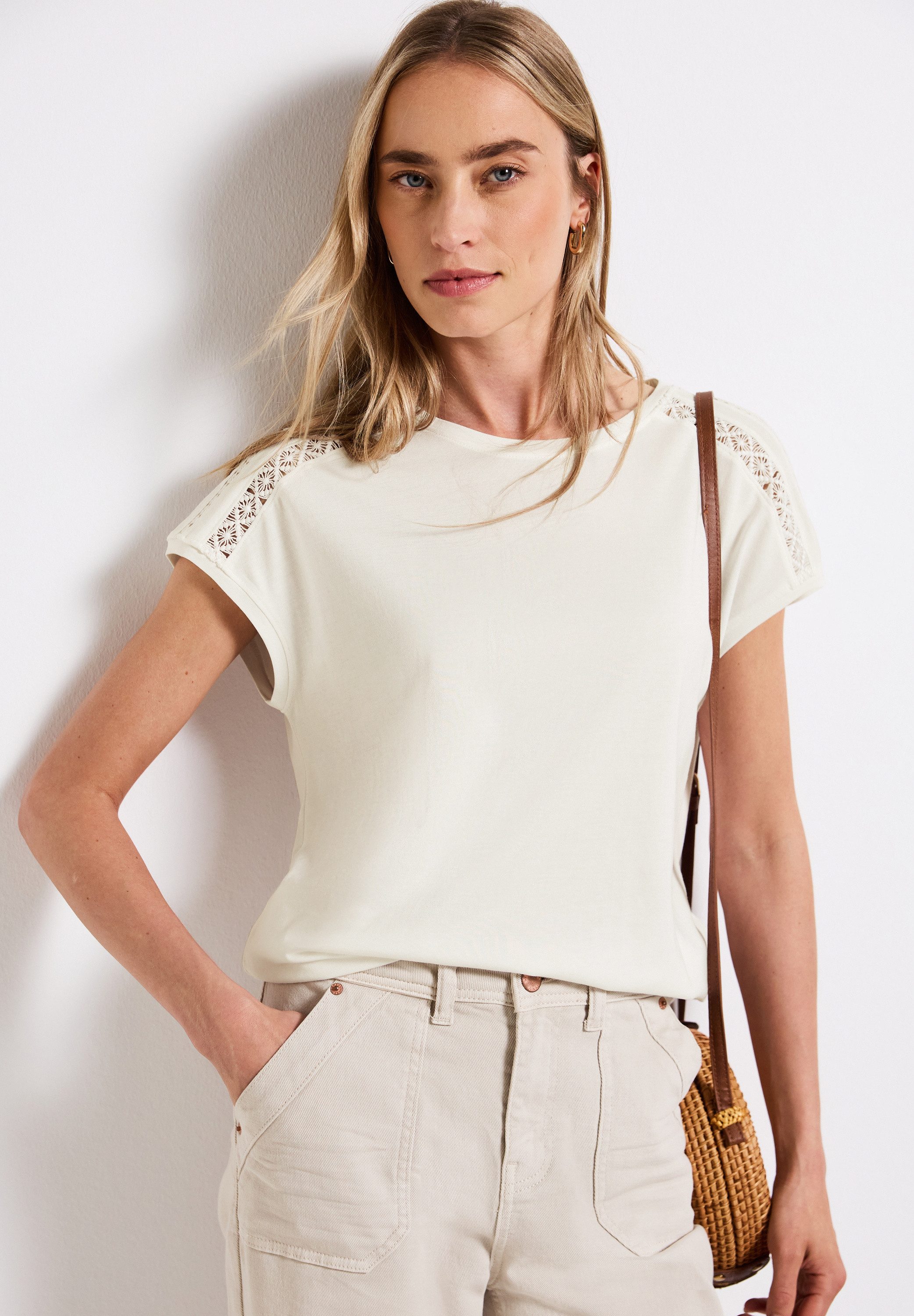 STREET ONE T-Shirt mit Häkeldetails günstig online kaufen