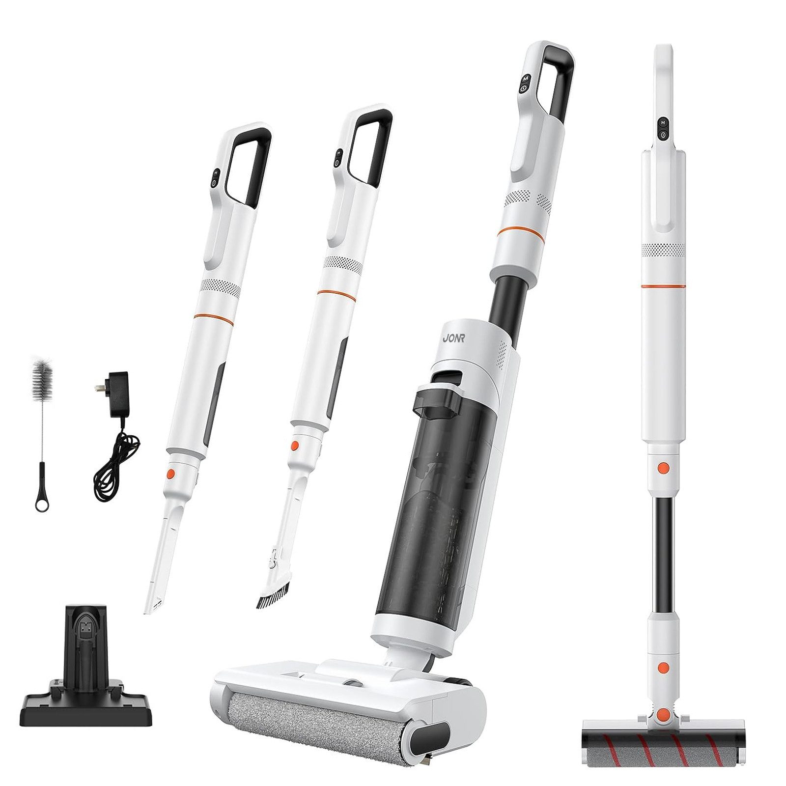 JONR Nass-Trocken-Akkusauger ED20 PRO 4-in-1 Nass Trocken Komplett-Staubsauger, 17000 Pa, Selbstreinigung und automatische Trocknung mit einem klick,Intelligente Spracherinnerung, 180° Flachlegen-Funktion