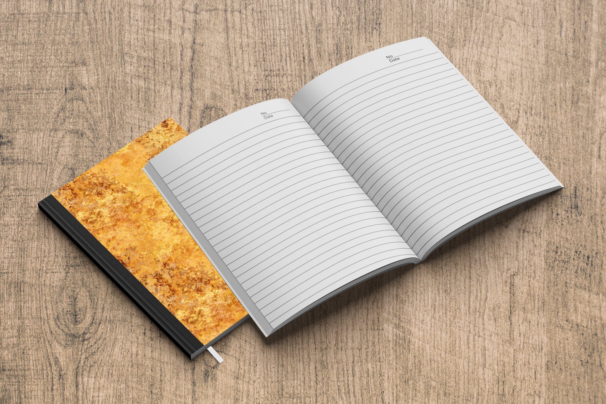 - Muster Tagebuch, Notizheft, - Abstrakt A5, Merkzettel, MuchoWow - 98 Notizbuch Seiten, Journal, Gold, Haushaltsbuch Farbe