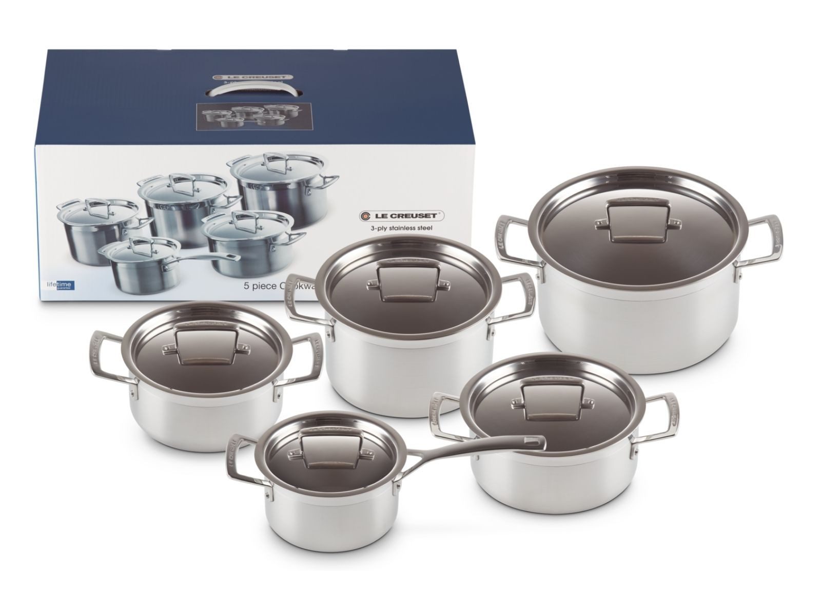LE CREUSET Topf-Set 3-ply Kochgeschirr-Set 5tlg, Edelstahl