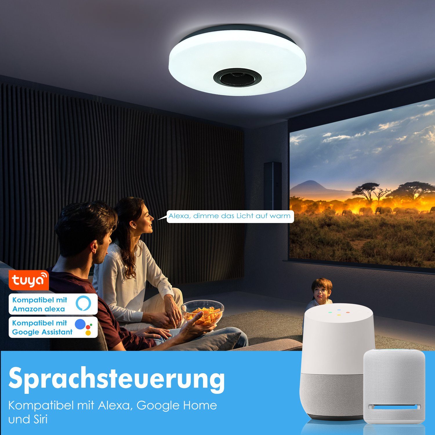 Dimmbar, Deckenlampe Wohnzimmer Sternenhimmel-Effekt, APP fest Fernbedienung Küche LED WiFi Deckenleuchte Flur iscooter mit Badleuchte integriert, Smart RGB Lampe