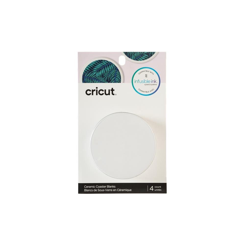 Cricut Becheruntersetzer Untersetzer Rohling rund, Unterlage, weiß, Set, 4 Stück, Keramik, DIY Projekt, gestalten, basteln, dekorieren