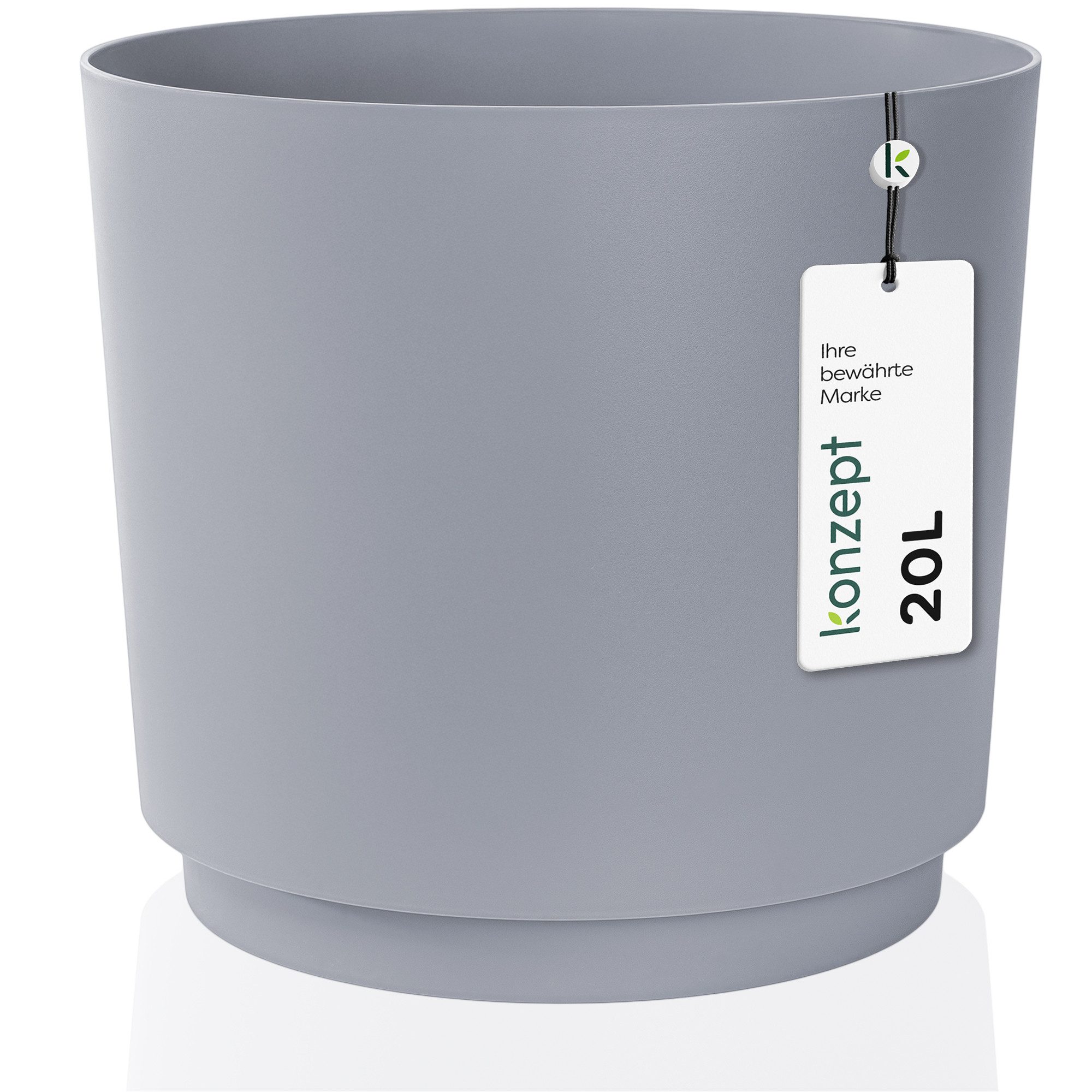 KONZEPT Übertopf Blumentopf 32,5 cm Übertopf aus Kunststoff wetterfest für Innen Außen, Integrierter funktionaler Untersetzer