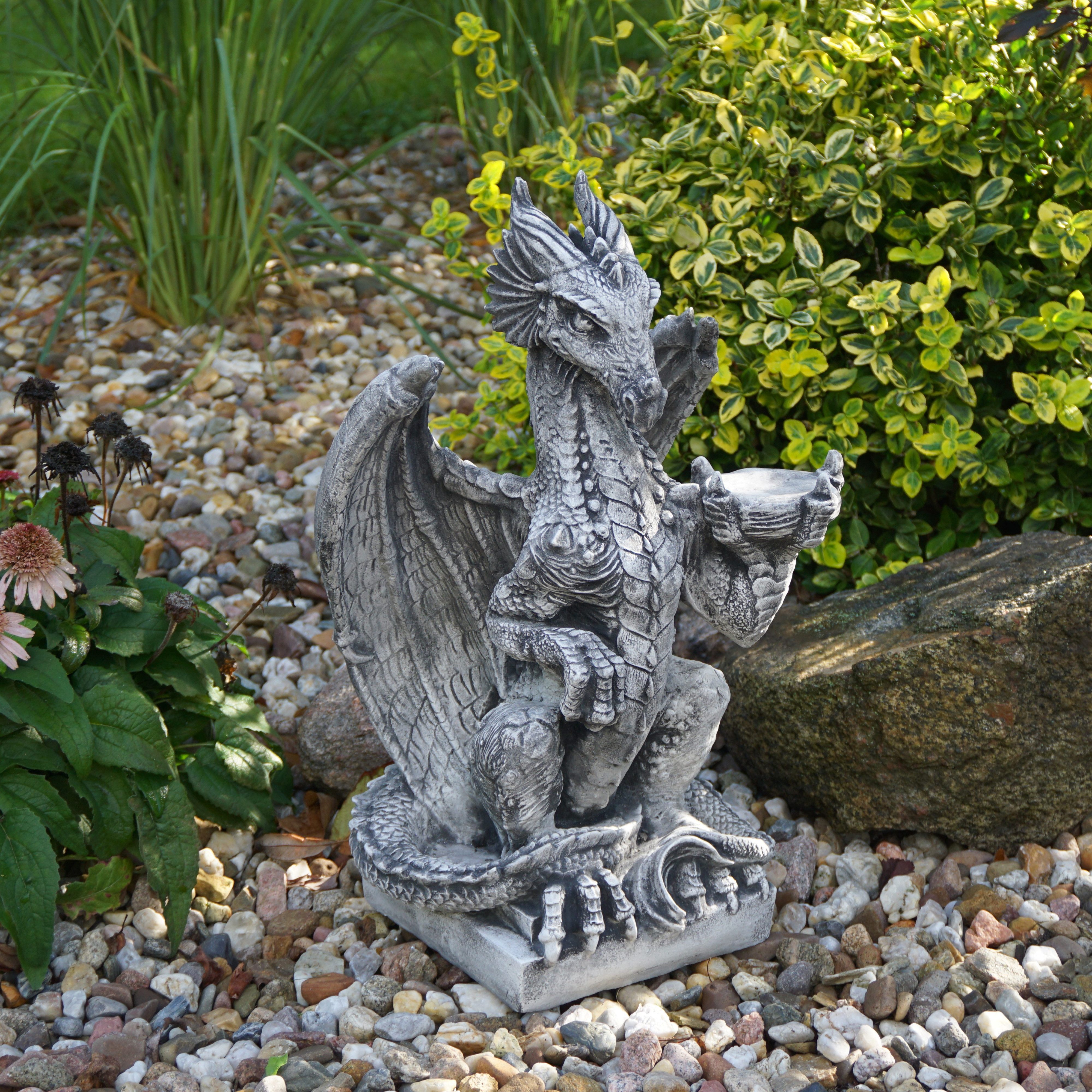 gartendekoparadies.de Gartenfigur Drache auf Sockel, Steinfigur, H. 51 cm, günstig online kaufen