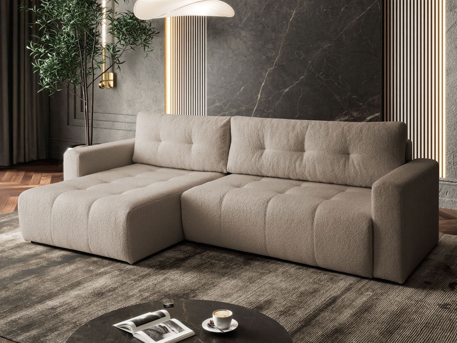Lookway Ecksofa ASTON L-Form Couch, mit Bettkasten und Schlaffunktion