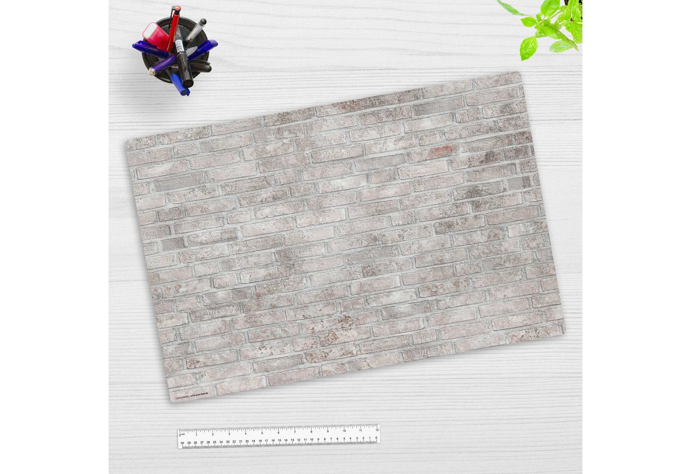 Thumbnail - cover-your-desk.de Schreibtischunterlage abwaschbar - weiße Ziegelsteine - premium Vinyl - Made in Germany, (1 tlg)