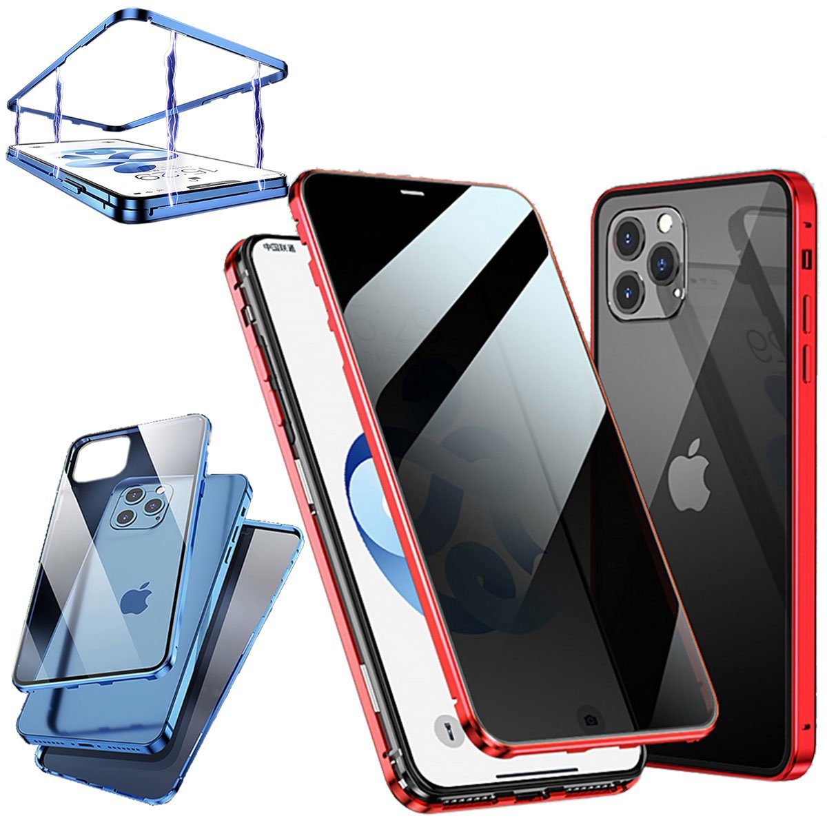 Wigento Handyhülle »Beidseitiger 360 Grad Privacy Magnet / Glas Case Bumper  für Apple iPhone 12 Mini 5.4 Zoll Handy Tasche Case Hülle Cover New Style«  online kaufen | OTTO
