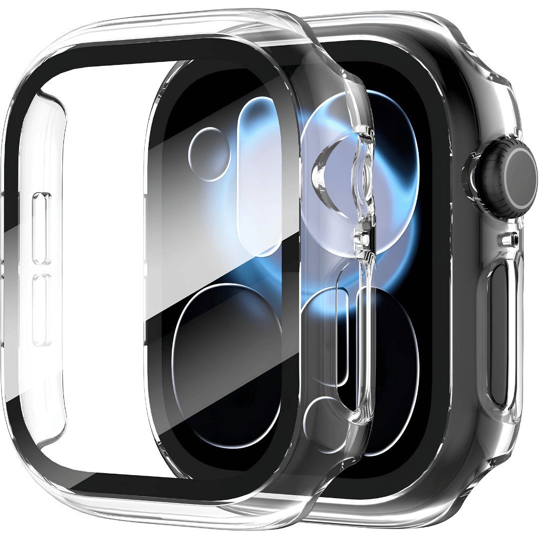 SmartUP Smartwatch-Hülle für Apple Watch 12 42mm / 46mm Schutzglas Panzerfolie Display Case 9H 1,77, 360 Grad Schutz, präzise Aussparungen