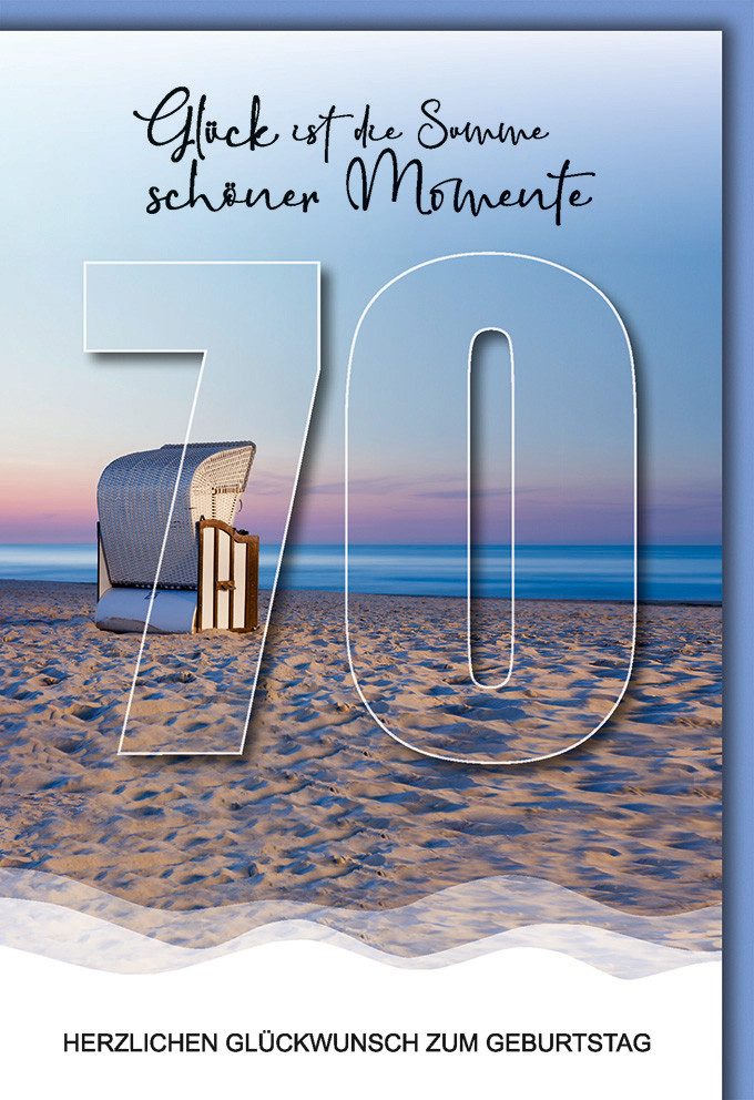 Verlag Dominique Grußkarten 70. Geburtstag - Karte mit Umschlag - Strandkorb