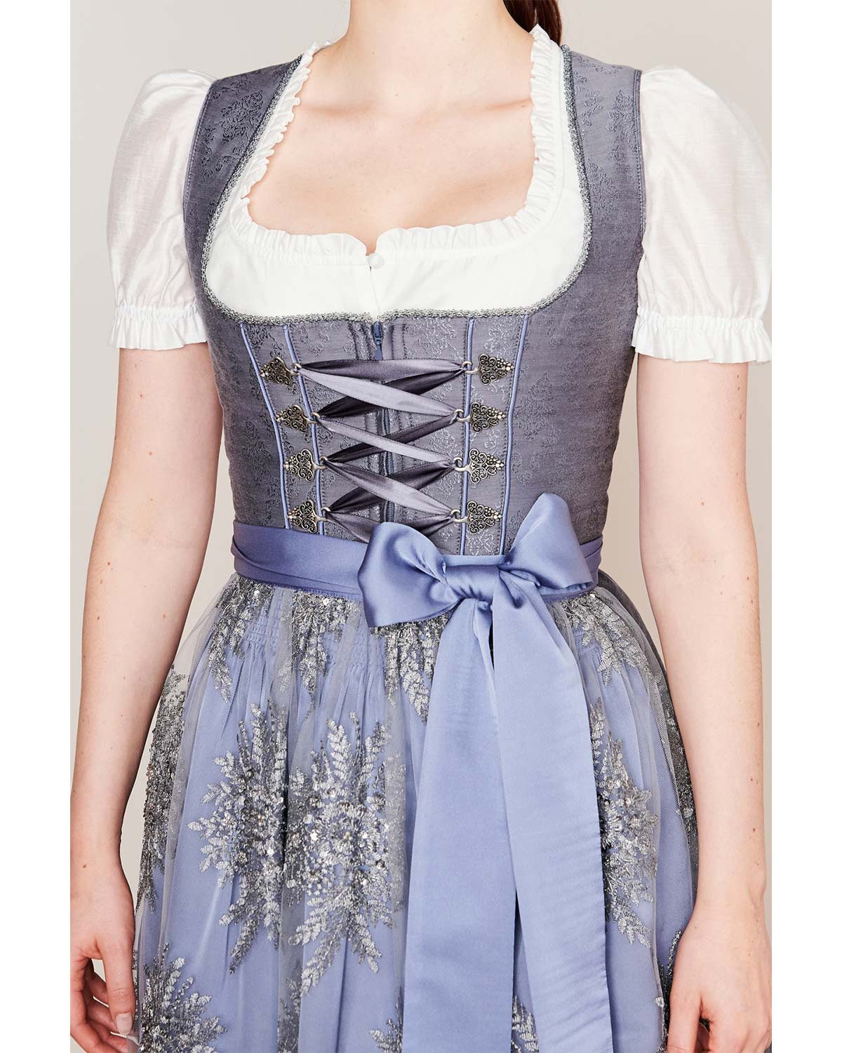 KRÜGER COLLECTION Dirndl Dirndl 'Alexandra' mit Spitzenschürze 115167, Gra