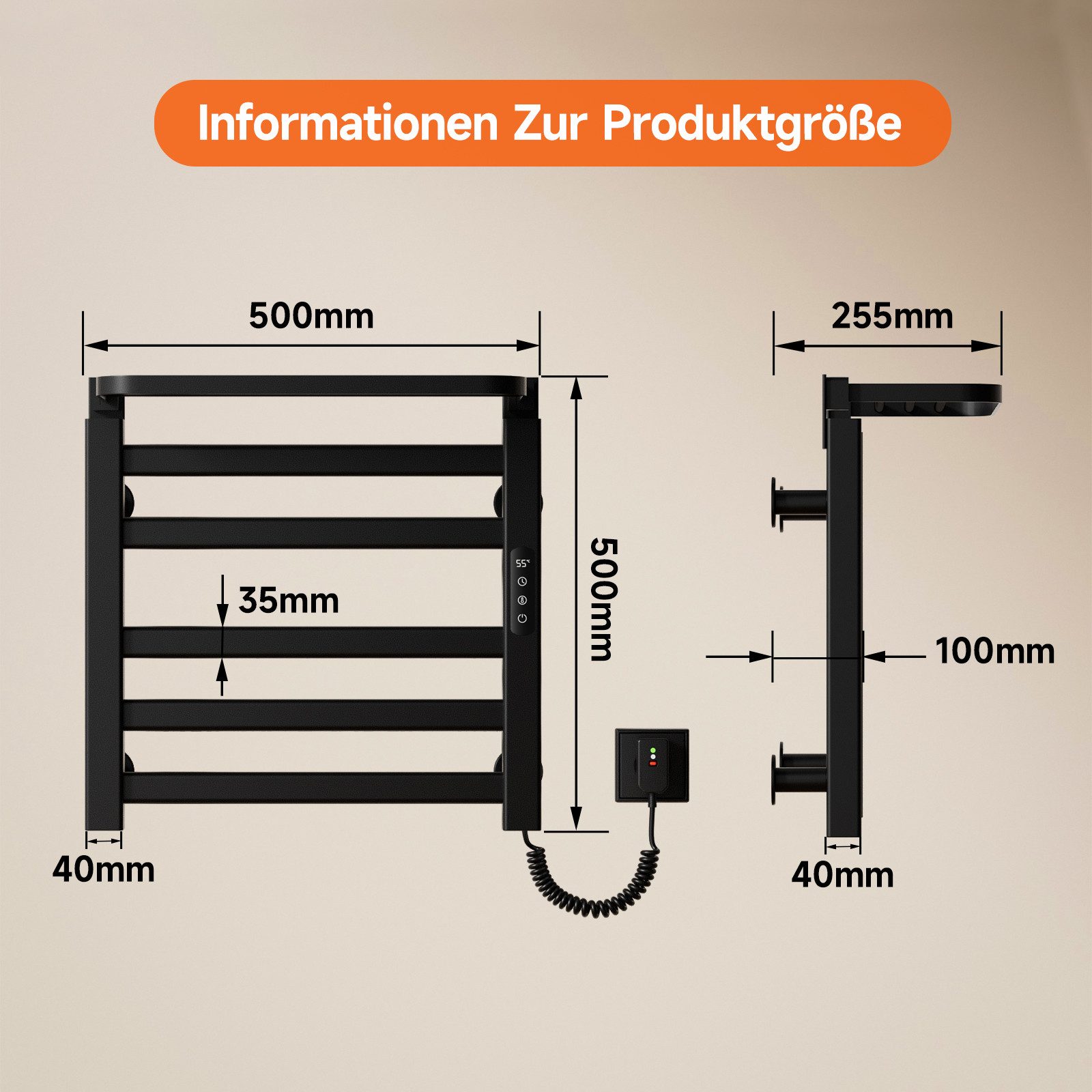 Oihpaw Elektrischer Badheizkörper 500x500mm,Intelligenter thermostatischer günstig online kaufen