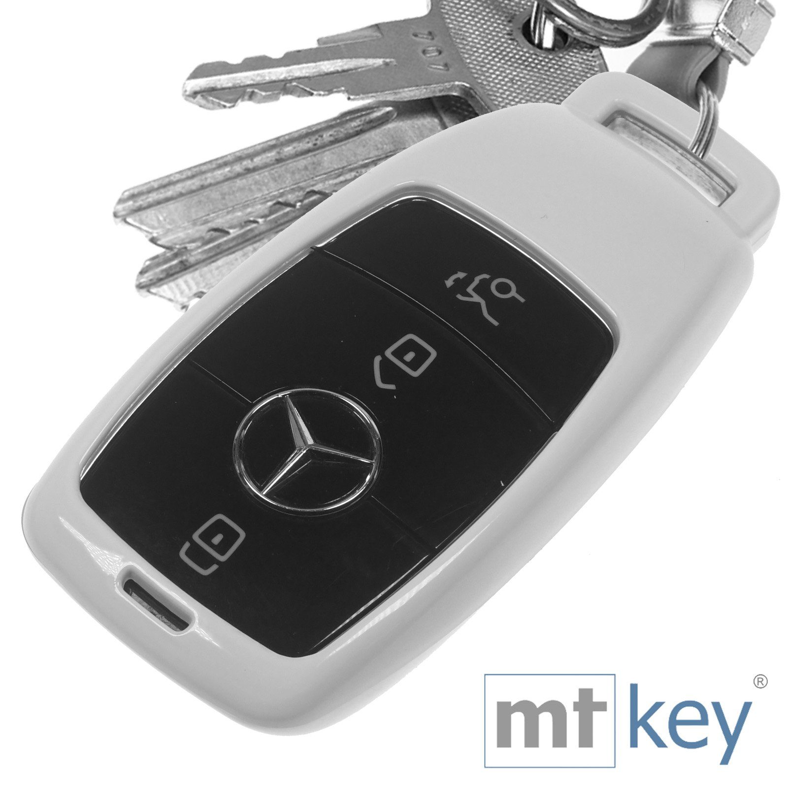 Mercedes Weiß, mt-key Schutzhülle S213 für Schlüsseltasche C238 E-Klasse Benz KEYLESS W213 Autoschlüssel SMARTKEY Hardcover