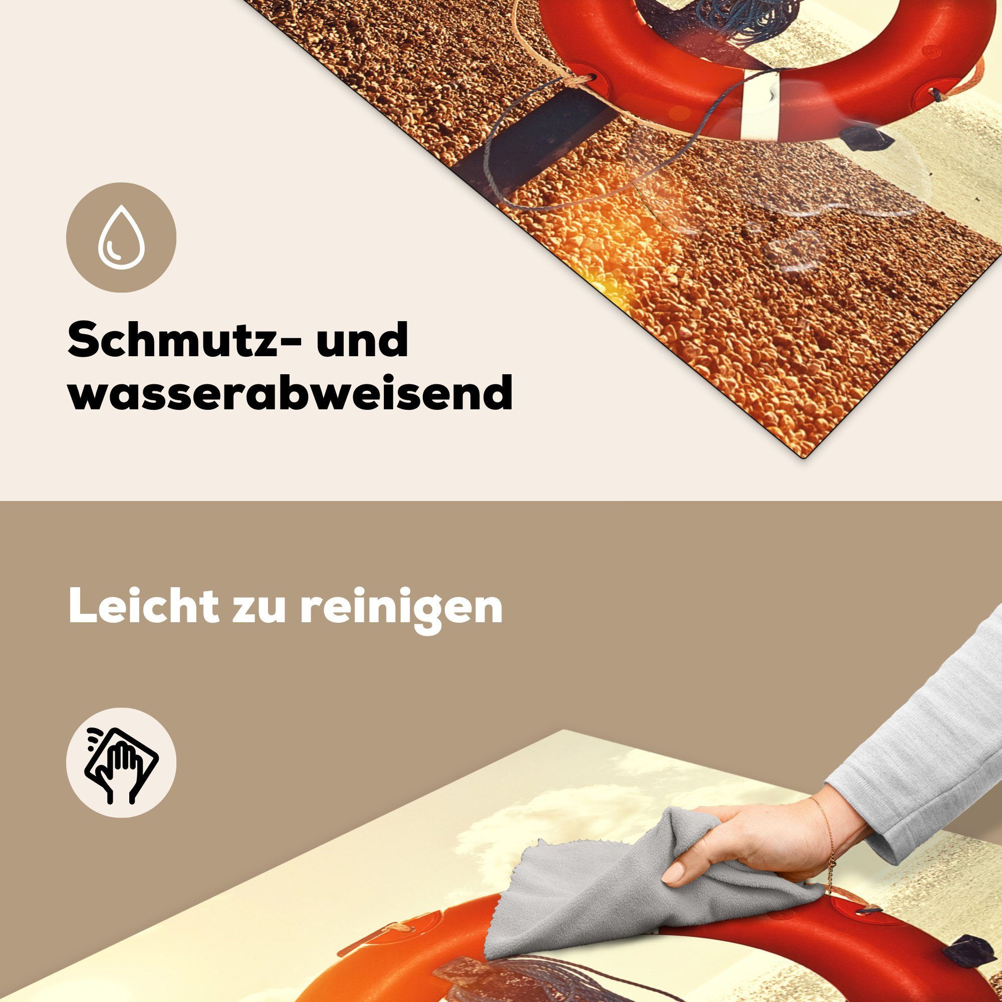 Weiß - - tlg), Arbeitsplatte Ceranfeldabdeckung, Pfahl, Boje Herdblende-/Abdeckplatte für MuchoWow 78x78 (1 Vinyl, küche Rot cm, -