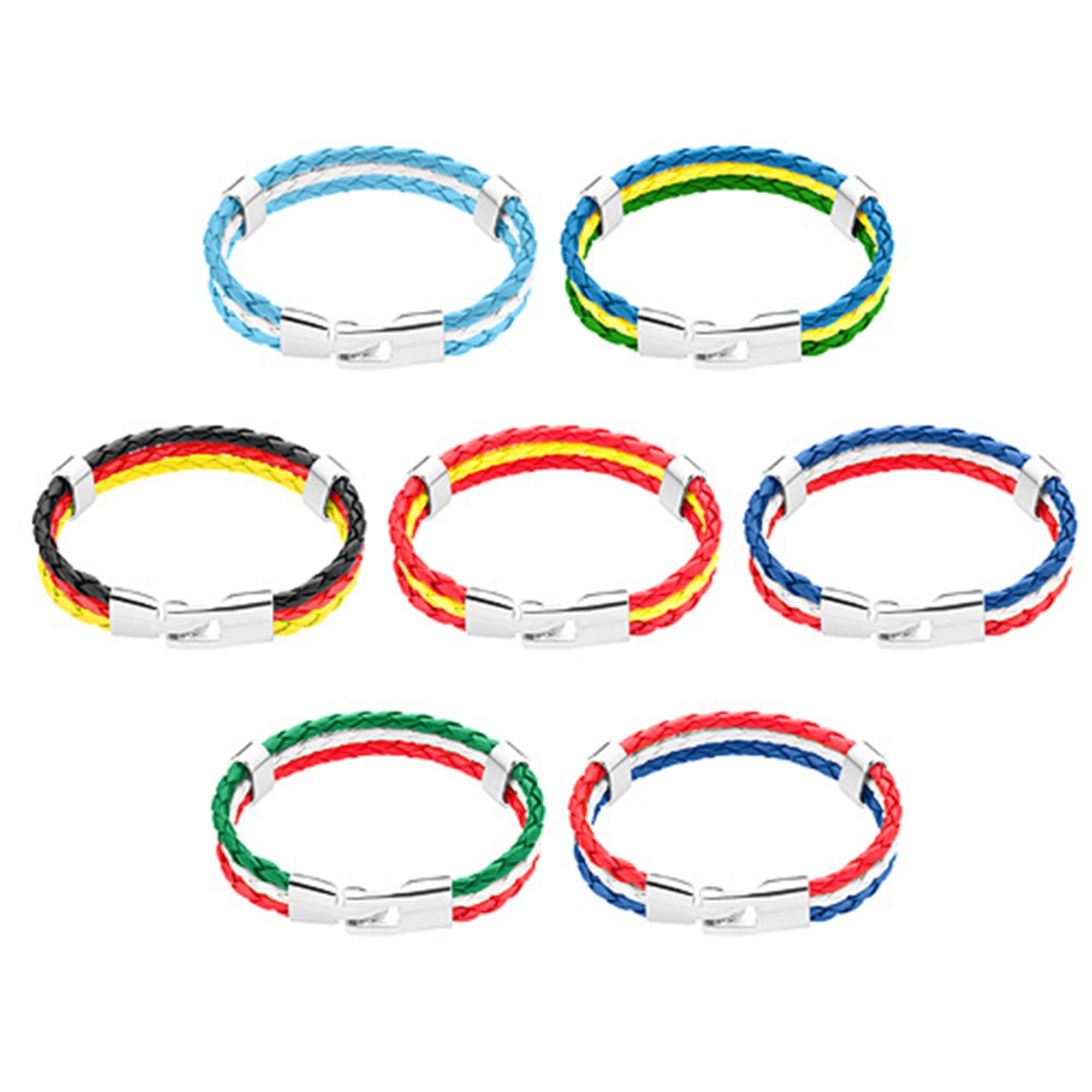 Taffstyle Armband Fanartikel Länderflagge geflochten Sport Accessoire 19–21 cm (Geflochtenes Fanarmband in Länderfarben für Sportevents & Alltag), EM WM Länderflagge Flagge Handball Eishockey Basketball Fussball