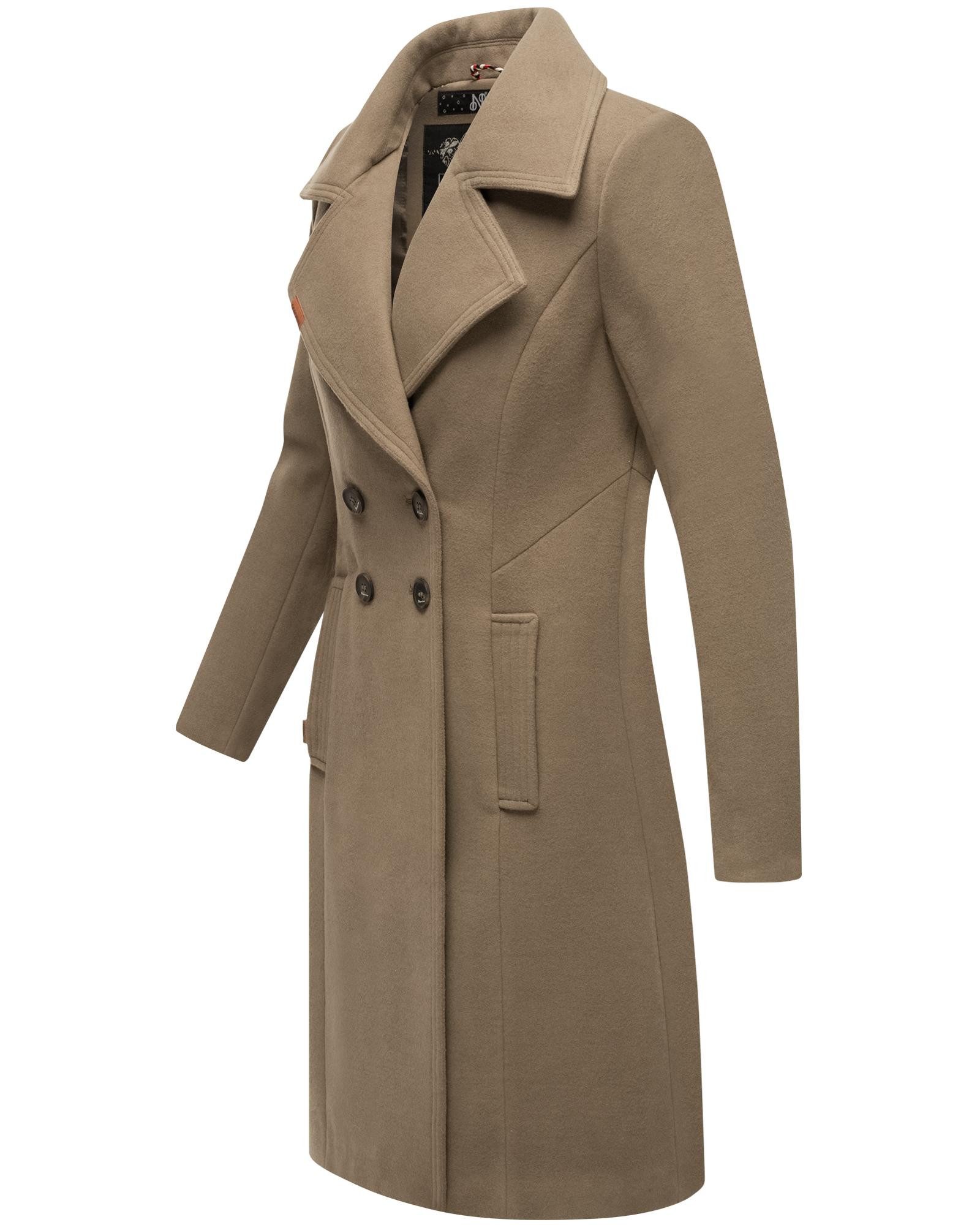 Navahoo Wintermantel Wooly edler Damen Trenchcoat in Wollmantel-Optik