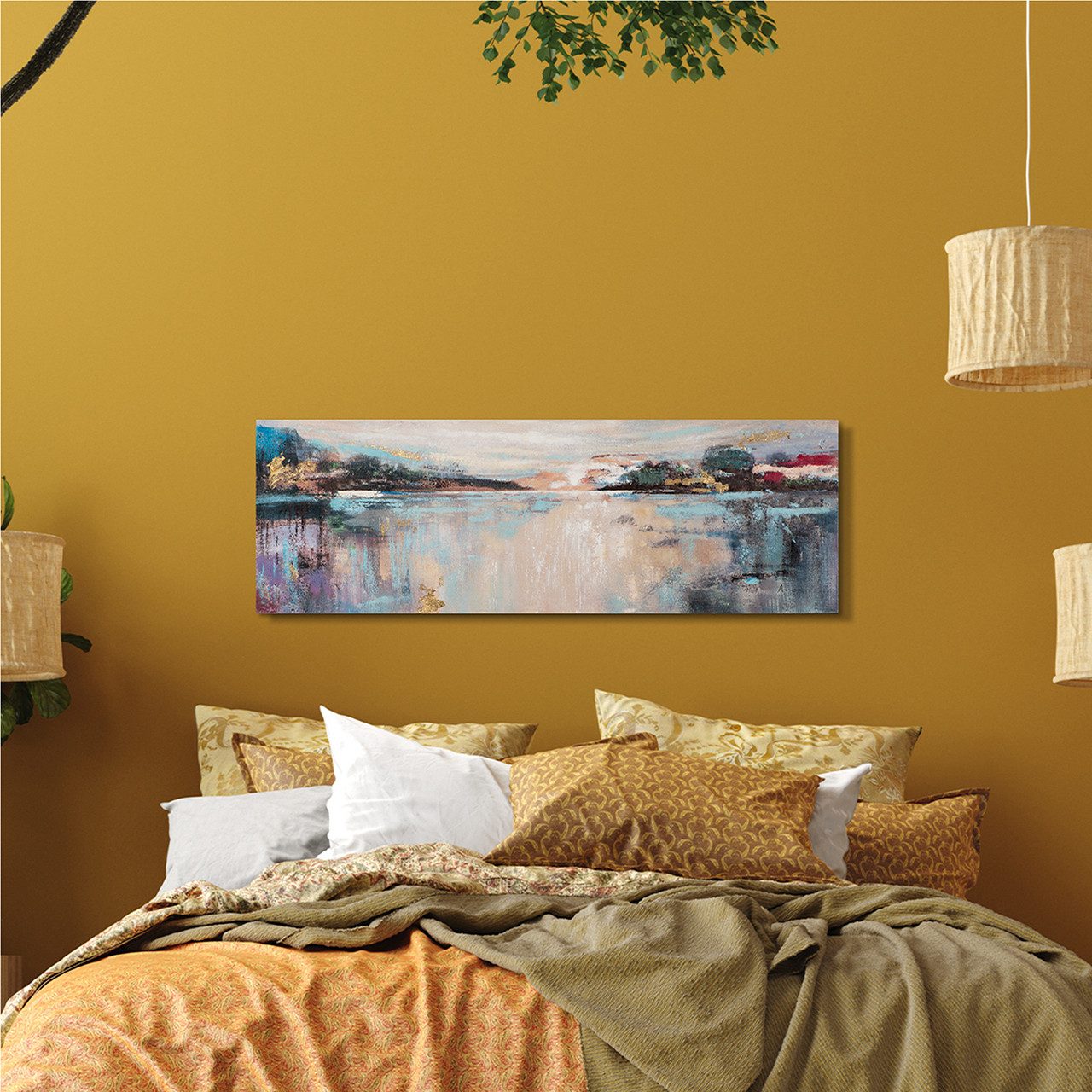 ArtUniverse Gemälde Abstrakter Seeblick 50 x 150 cm, Abstrakt