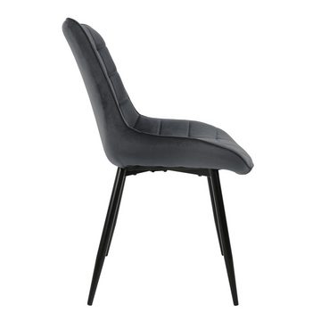 ML-DESIGN Stuhl Esszimmerstühle mit Rückenlehne Ergonomischer mit Metallbeinen Stuhl (2 St), 2er Set Wohnzimmerstühl 53x60x88cm Anthrazit aus Samt Küchenstühle