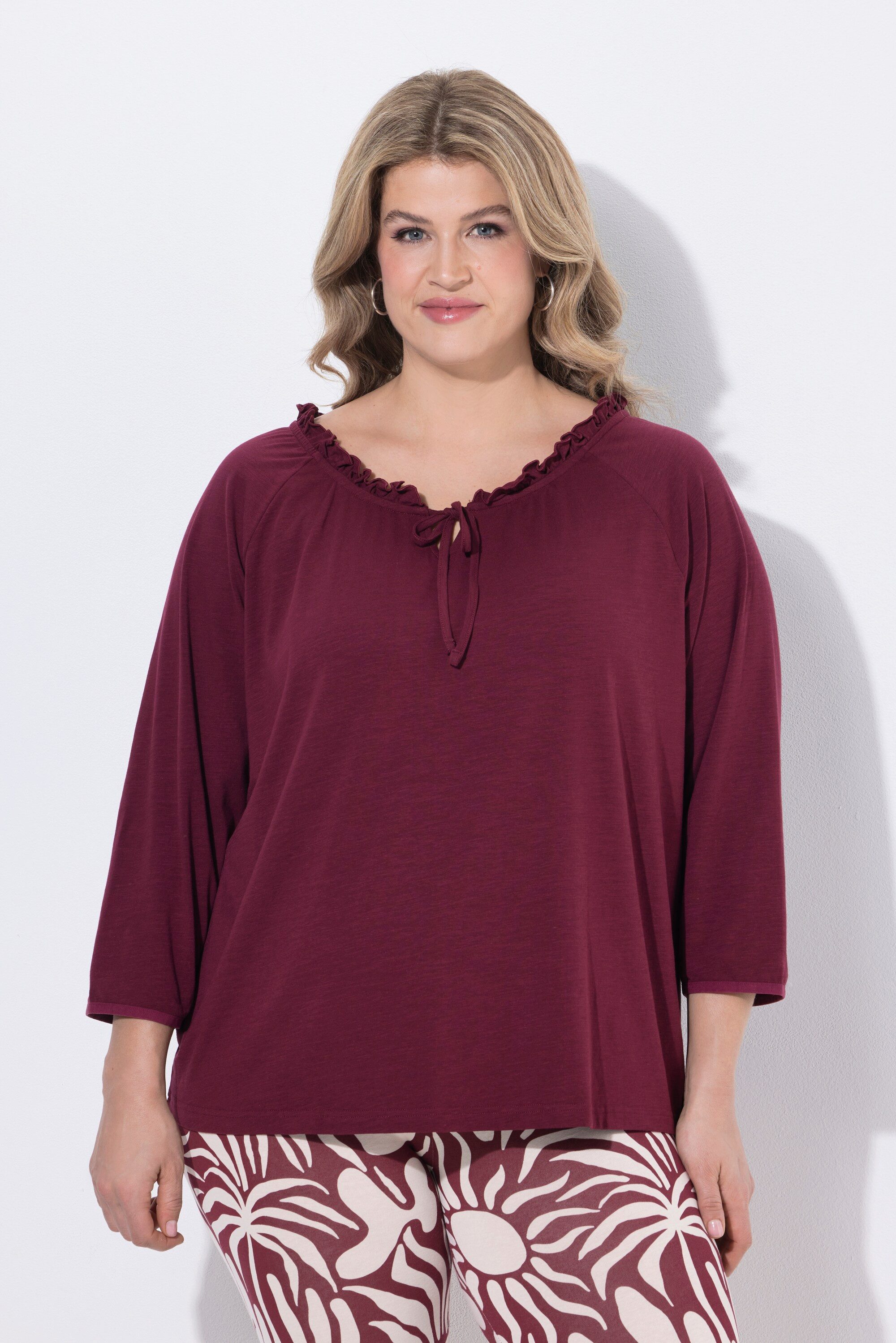 T-Shirt T-Shirt Carmenausschnitt 3/4-Arm Biobaumwolle