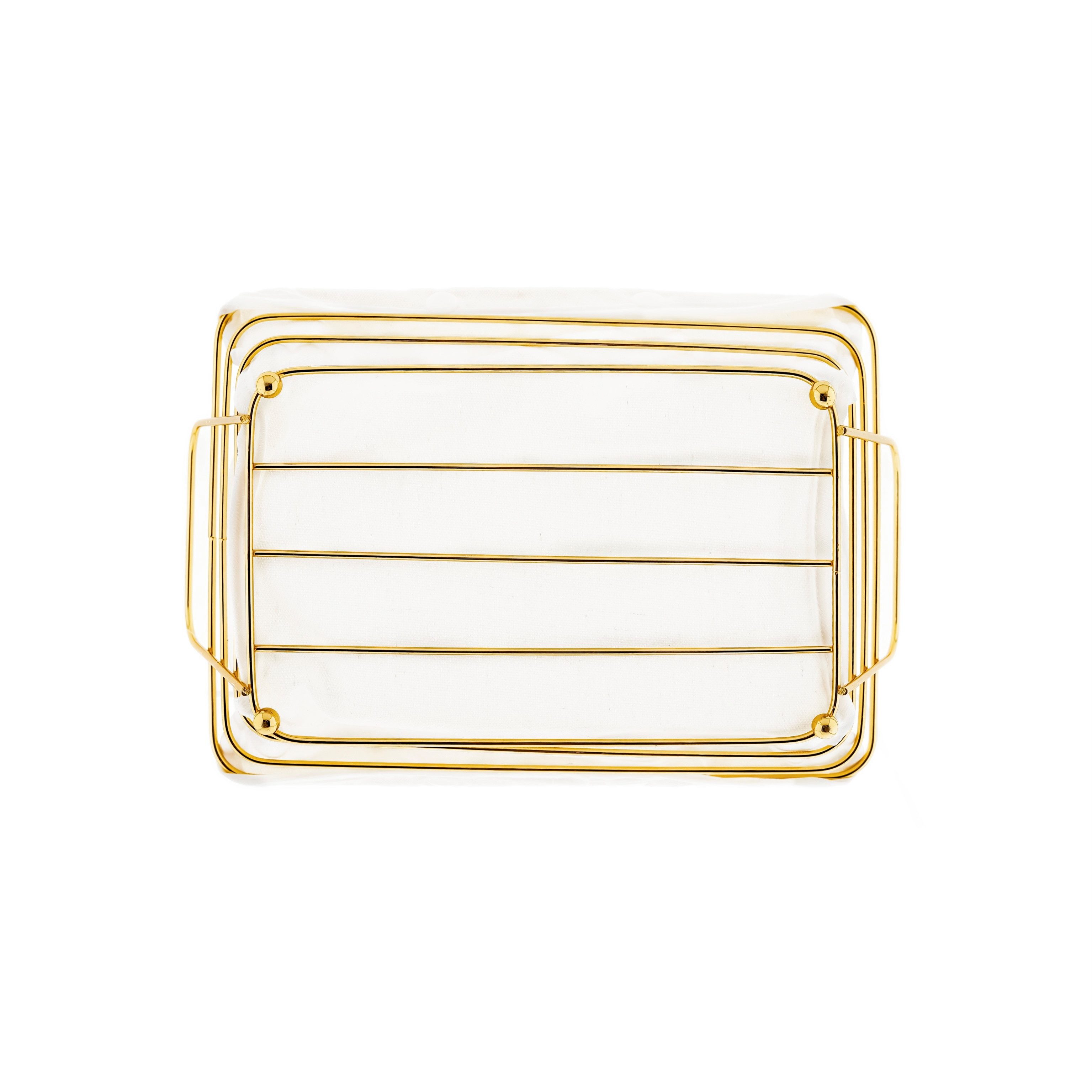 Sunay Brotkorb in Gold Edelstahl mit cremeweißem Baumwolltuch Brotbehälter, Edelstahl – Bild 3 von 5