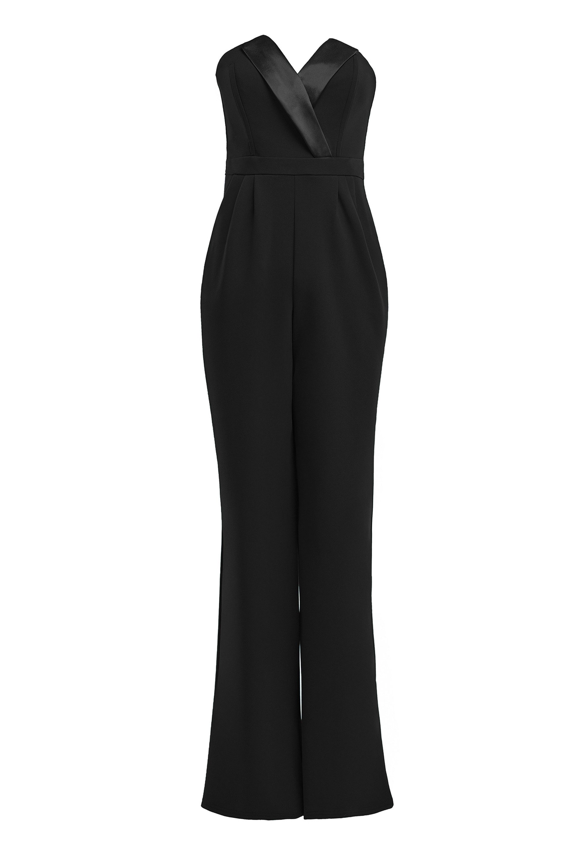 Goddiva Jumpsuit Satin Collar Scuba Jumpsuit Seitentaschen, eleganter Look, ideal für Abend & Events