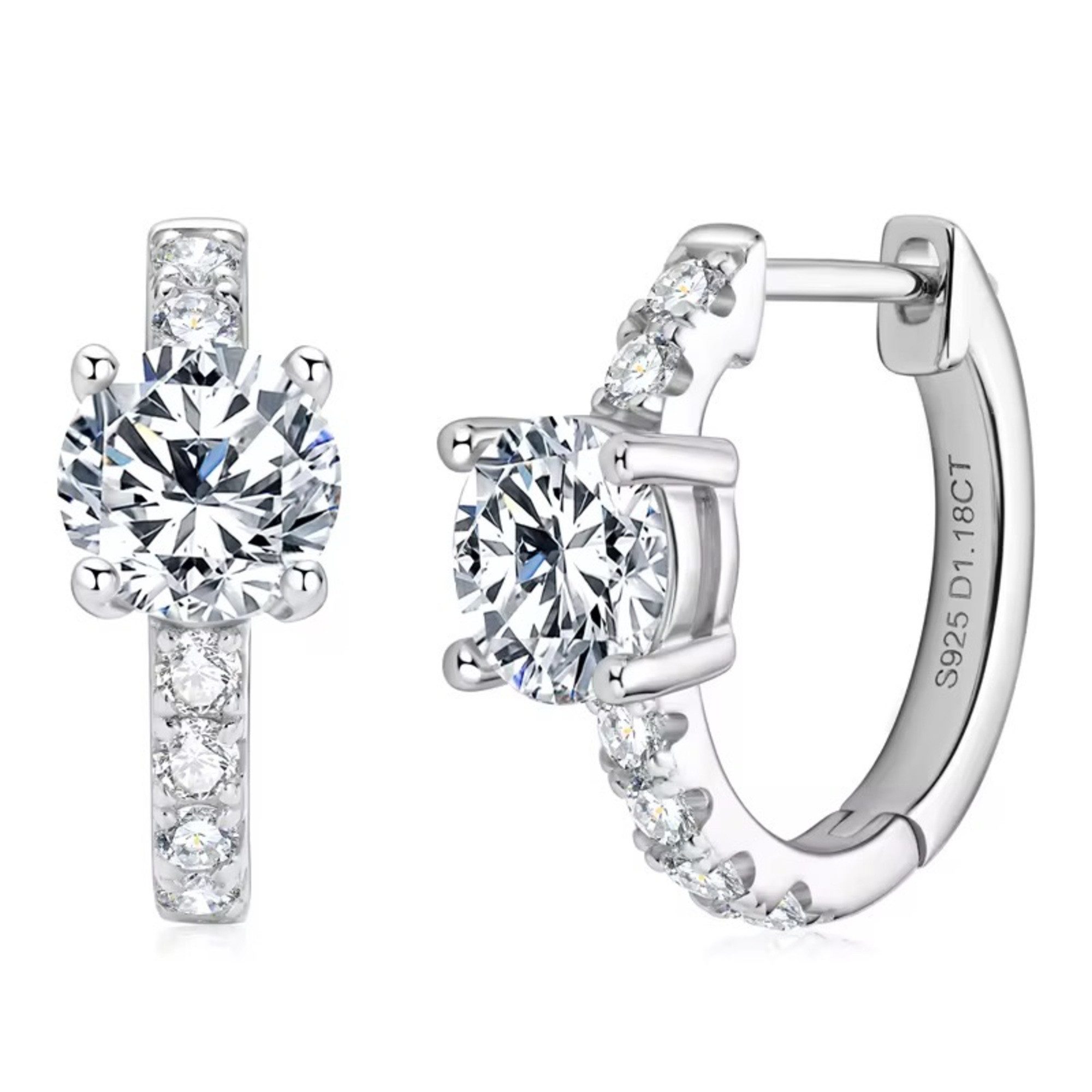 Paar Creolen Funkelnde Moissanit Damen Creolen Damen 1,0ct 925 Sterling Silber