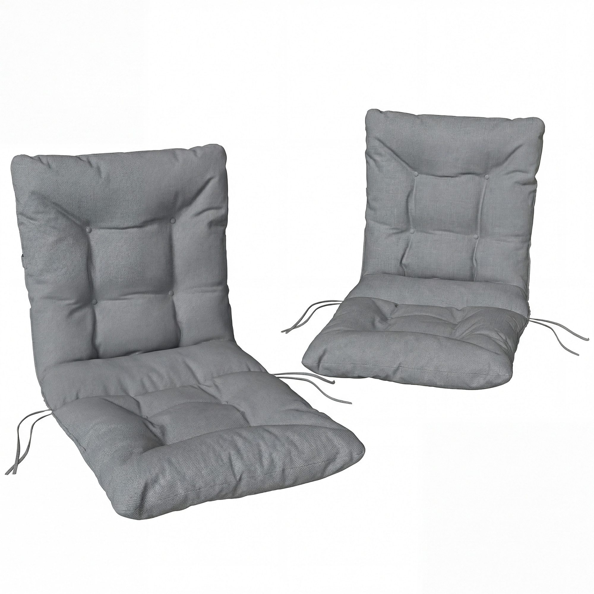 Outsunny Sitzauflage 2er Set Sitzkissen Stuhlkissen Indoor Outdoor Sitzpolster Hellgrau, (Sitzpolster, 2 St., Stuhlpolster), Outdoor-geeignet, wasserabweisend