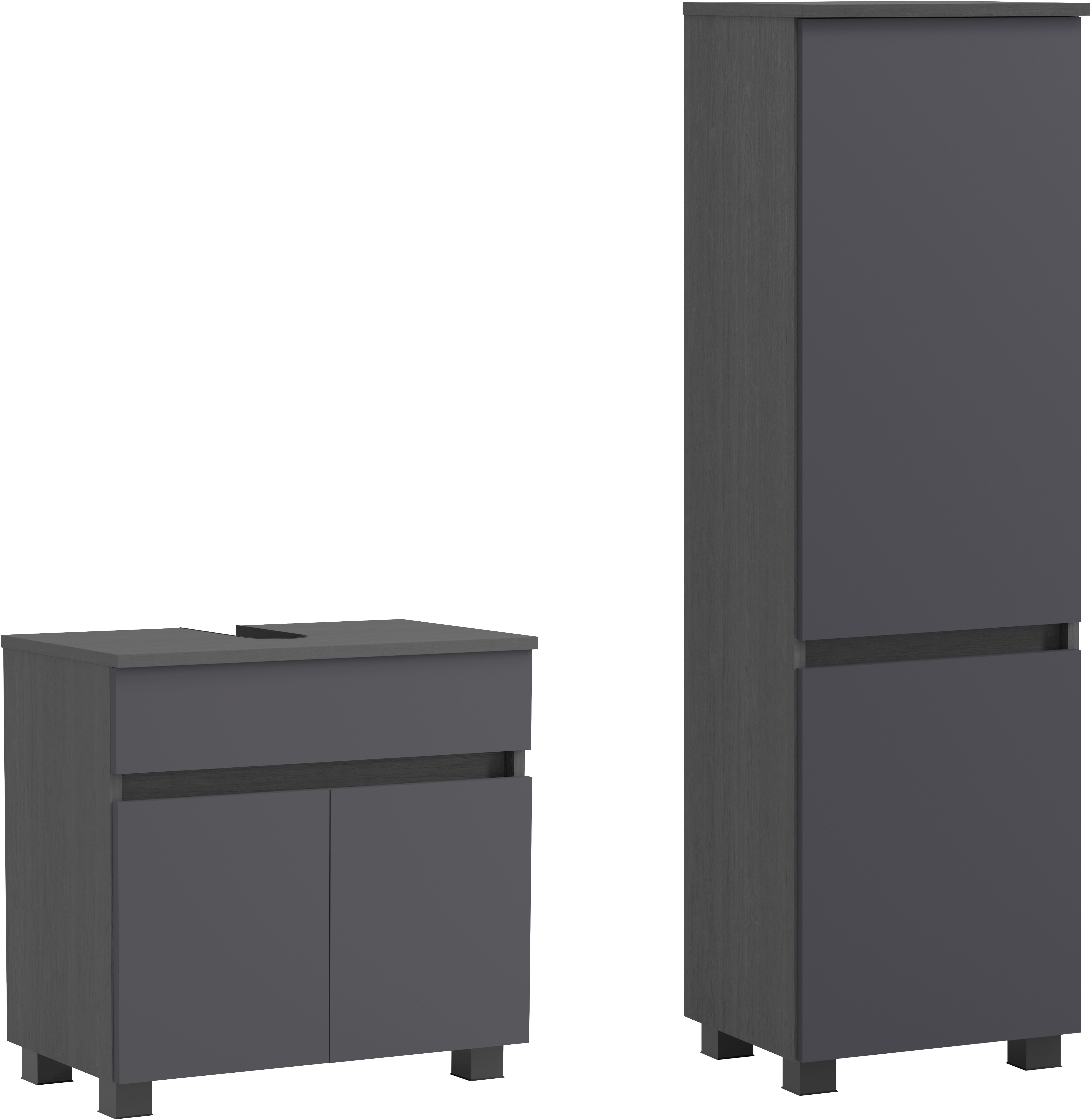 OTTO home Badmöbel-Set BOZEN, 2-tlg. Unterbecken-Set - Midischrank, (Badezimmerschrank, Badschrank, Stauraum, Badmöbel, Schrank), Umfangreicher Typenplan für viele Badlösungen, flexibel kombinierbar