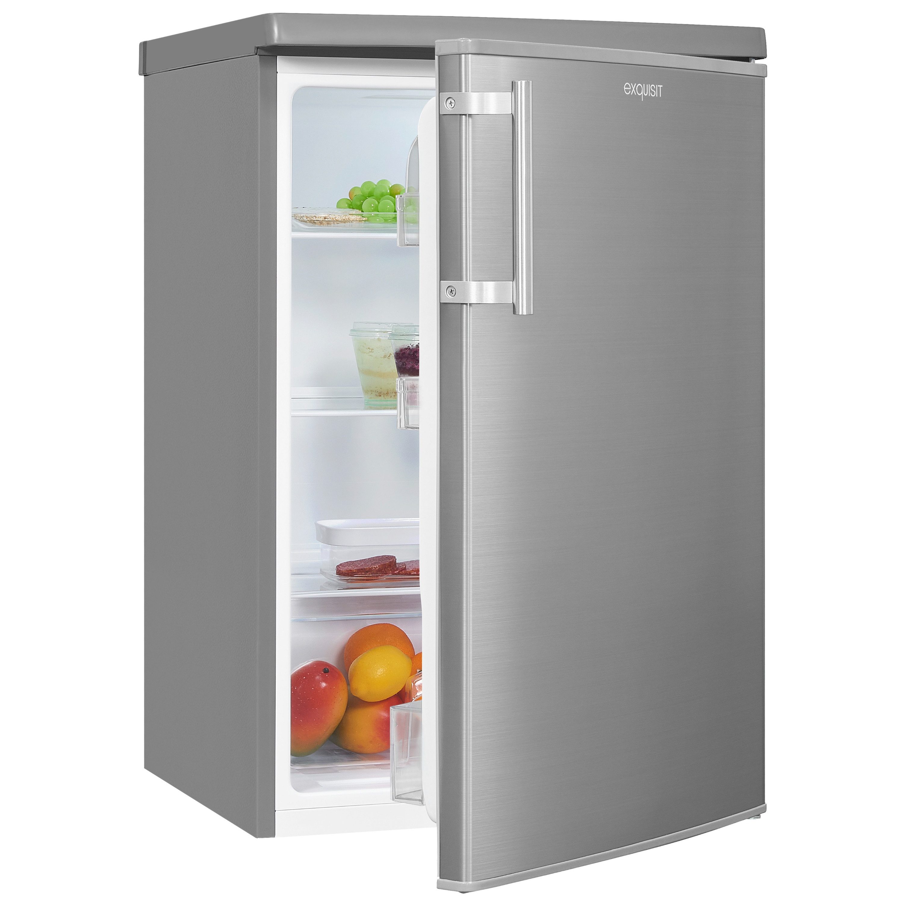 exquisit Vollraumkühlschrank KS516-V-H-040E, 85.5 cm hoch, 55 cm breit, 127 l Nutzinhalt, LED Beleuchtung, 3 Türablagen, Energieklasse